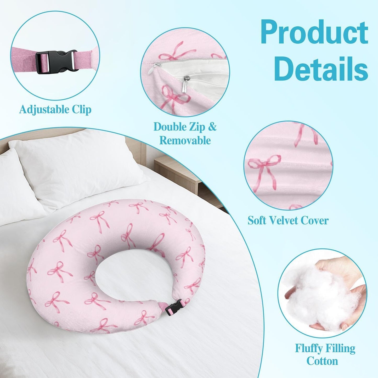 Crafting Pillow for Crocheting, Crochet Pillow for Lap Support, 12 Fun Print Styles, Ergonomic Arm Support, For Bed, Floor, Chair Comfort, Pain Relief and Fatigue for Gaming and Woking (Bow Tie)