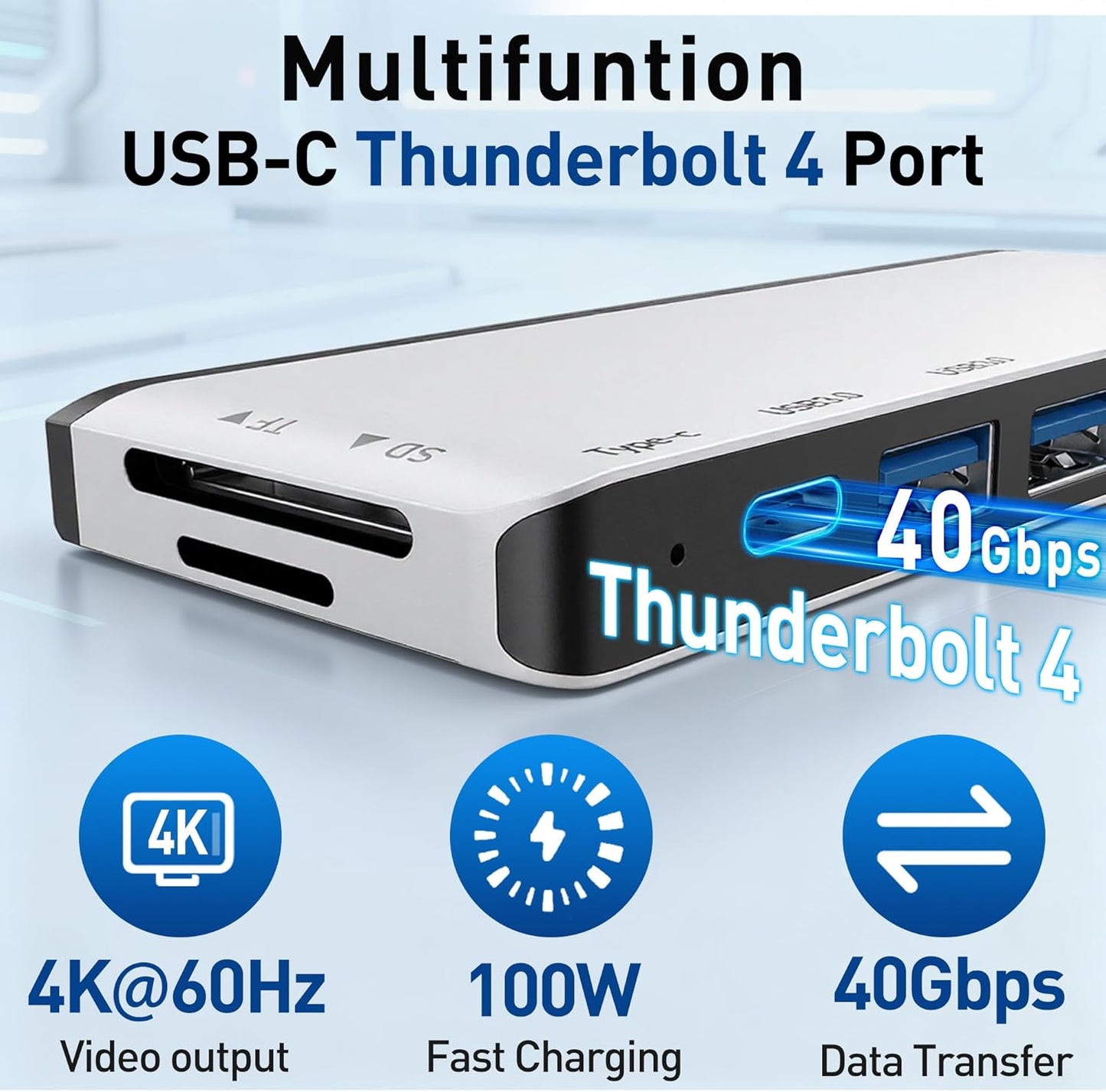 Surface Pro 12 Docking Station, Quad Display Surface Pro 12 USB Hub with Dual 4K HDMI, Thunerbolt 4 Hub (4K@60Hz Display+ 40Gbps Data+ 100W Charge), 2 USB3.0, SD/TF, Audio for Surface Pro 12 inch 2025