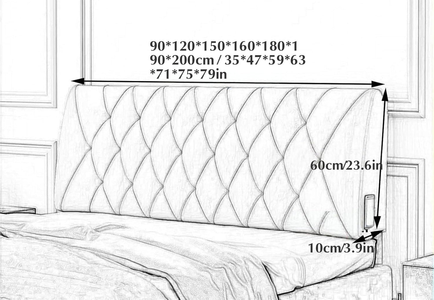 Headboard Rest Cushion Wall Pillow,Fleece Lumbar Cushion Bed Backrest Upholstered Collision Pad Reading Pillow with Removable Cover for Bench Home(Size:180cm/71in,Color:Yellow)