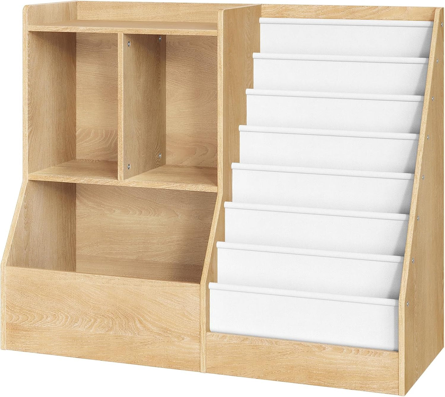 39.4" Kids Bookshelf and Toy Storage, 7 Layer Kids Book Sling Shelf, Toddler Bookshelf, Kids Bookcase, Toy Organizer Cabinet, Large, for Playroom, Bedroom, Nursery, Natural BKNW7301