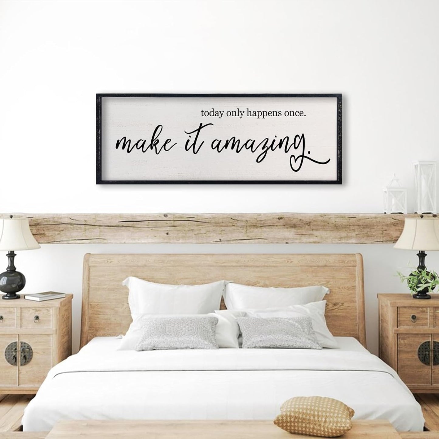comurdyo Today Only Happens Once Make It Amazing Wall Art Decor 32x12 Inch Inspirational Motivational Quote Wall Sign (Black)