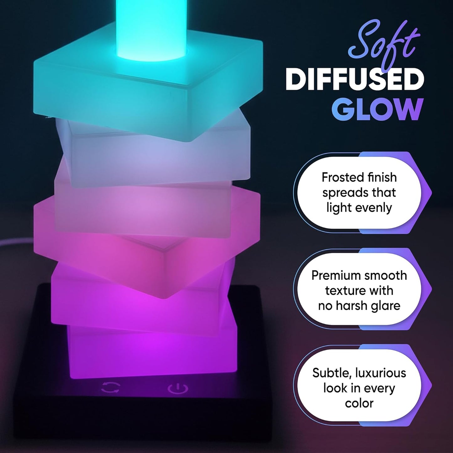 GLO-X Modular Color Changing RGB Night Light – Stackable LED Touch Lamp for Desk, Bedroom, Gaming & Kids Rooms | Great Gift