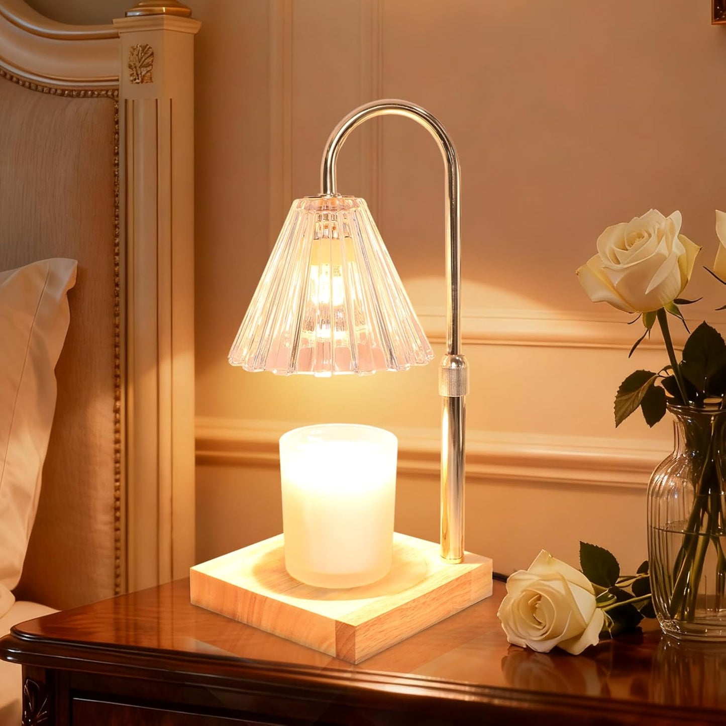 LED Candle Warmer Lamp with Dimmer & 2/4/8H Timer, Electric Wax Melt Warmer for Scented Jar Candles, Height Adjustable Home Decor Lamp with Soft Glow - Ideal Gift for Women & Housewarming