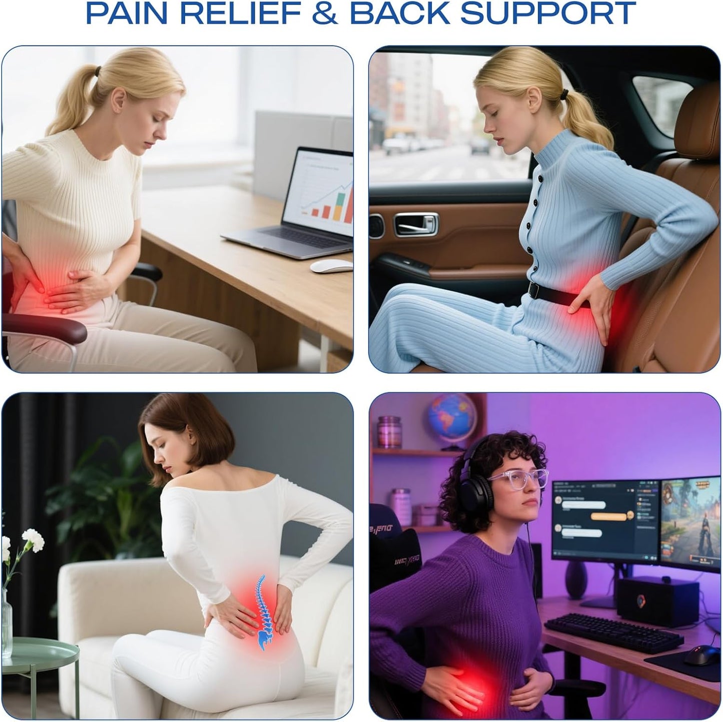 Skechers Lumbar Support Pillow for Office Chair,Memory Foam Lumbar Pillow,Lower Back Pain Relief Lumbar Pillow,Ergonomic Design Back Support Pillow for Office Chair,Car,Home,Travel,Black