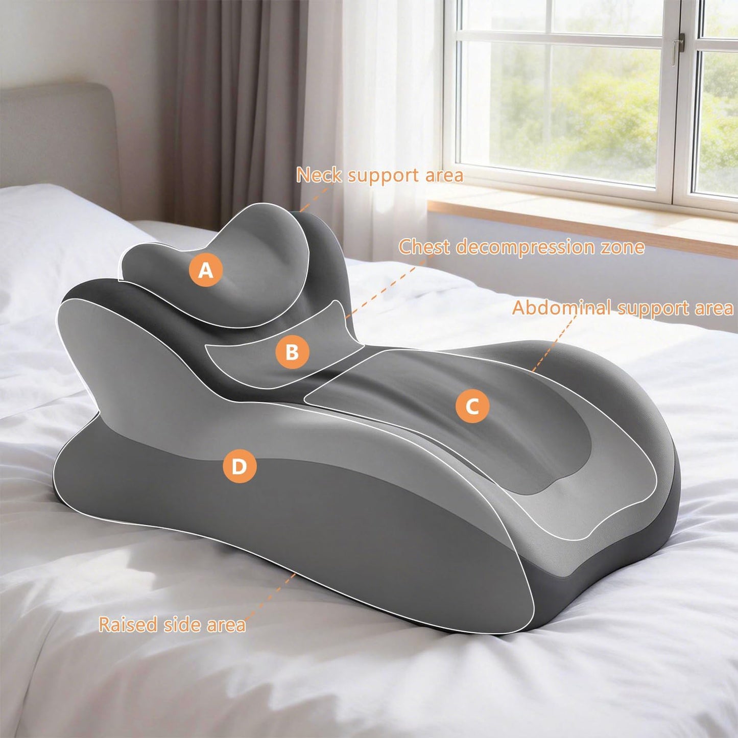 Sweet Spot Pillow Intimacy Pillows for Couples 27° Angle Ergonomic Memory Foam Positioning Cushion Butt Cushion Support Neck Waist Washable Pillowcase(Light Gray)