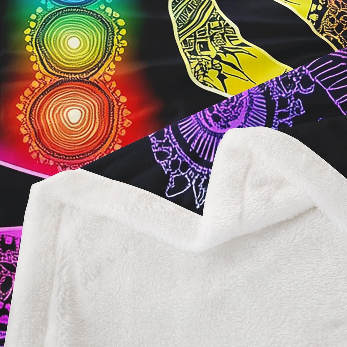 Erosebridal Yoga Throw Blanket Gradient Mandala Fleece Blanket, Meditation 40"X50" Sherpa Blanket Kids Boys Girls Teens Art Fuzzy Blanket