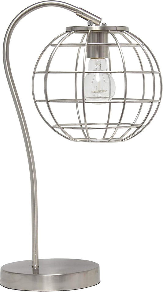 Elegant Designs LT2068-BSN Caged in Metal Table Desk Lamp, Brushed Nickel