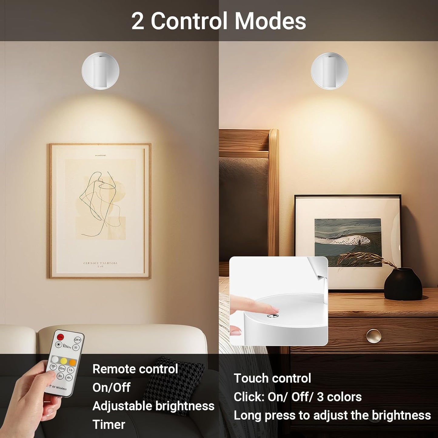 Wireless Led Spotlight Indoor, Plant Spotlight Indoor with Remote Dimmable, 350° Rotate, Rechargeable Uplighting Battery Powered Ceiling Light for Artwork Painting Plant Picture Lights-White