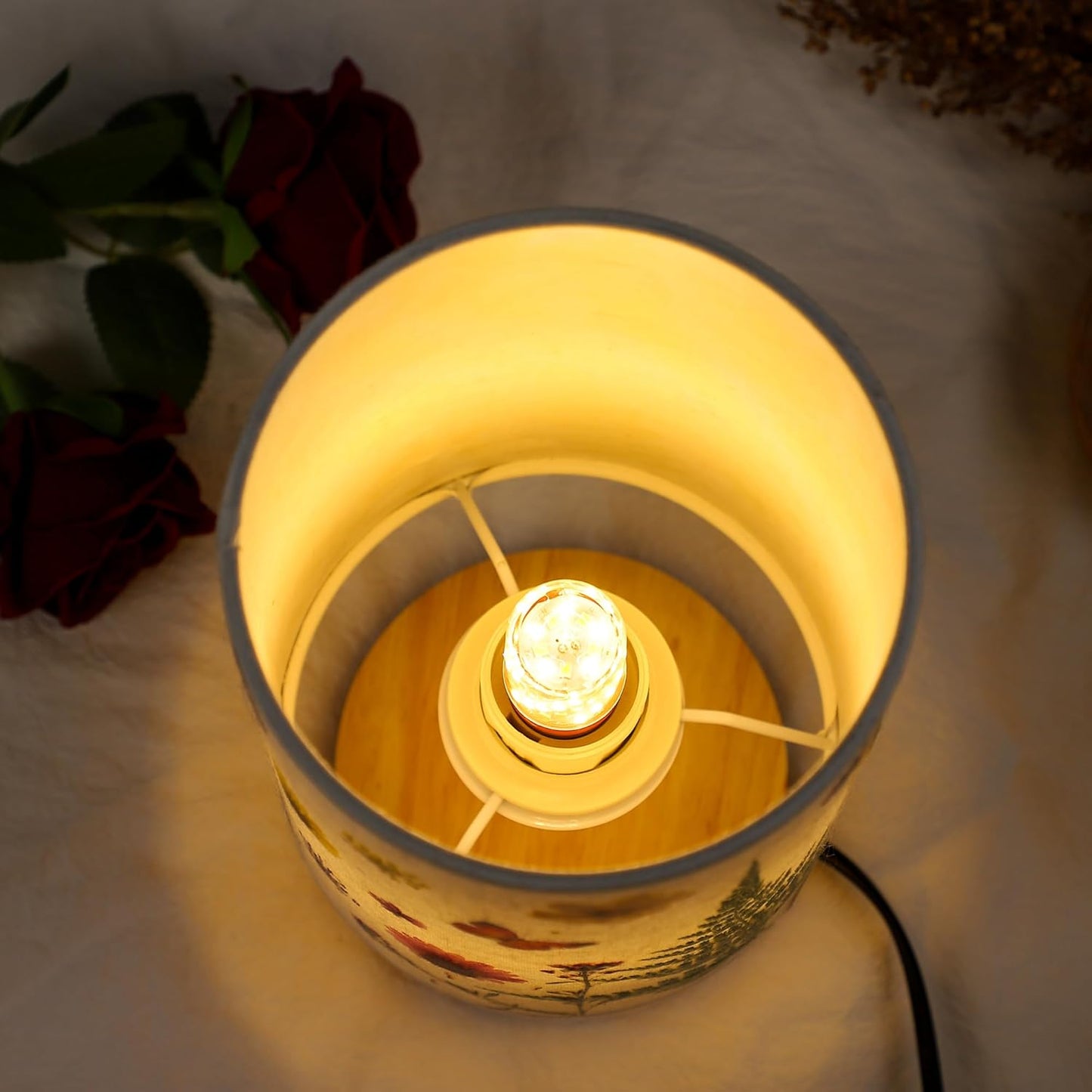 WSYEAR Dried Flowers Small Table Lamp Gifts for Women Her Wife-Pressed Flowers Bedside Lamps Vintage Night Light for Birthday Mothers Day Christmas