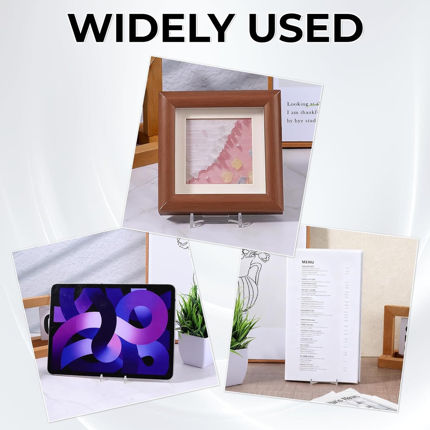 24pcs Acrylic Book Stands for Display Adjustable Book Display Stand Clear Acrylic Handbag Stand Holder for Wallet Purse Bag Small Easel Jewelry Displays Organizer for Party Wedding Home Decor Birthday
