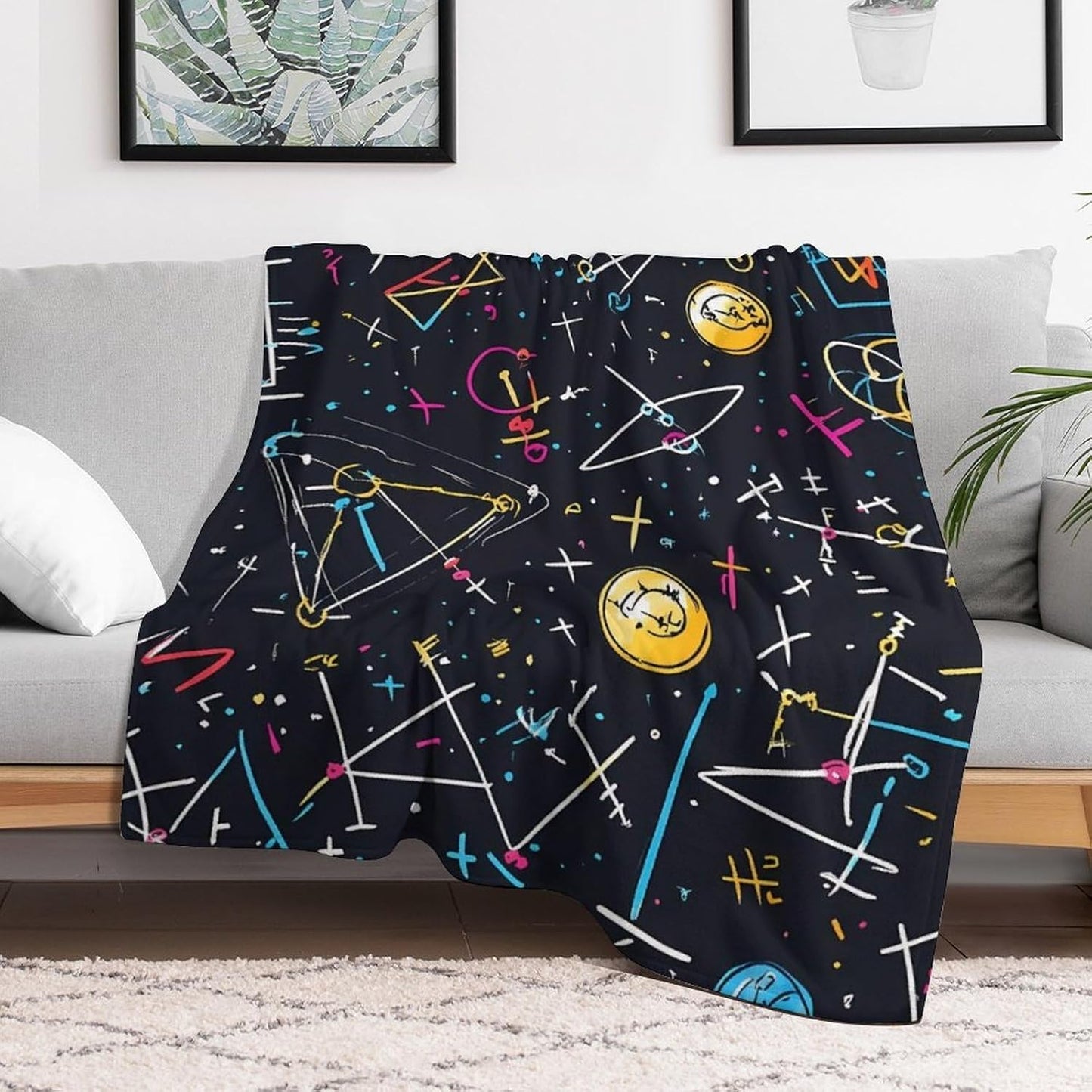 Chemistry Math Throw Blanket for Couch Bed Plush Cozy Fuzzy Flannel Blanket for All Season 66"x90"
