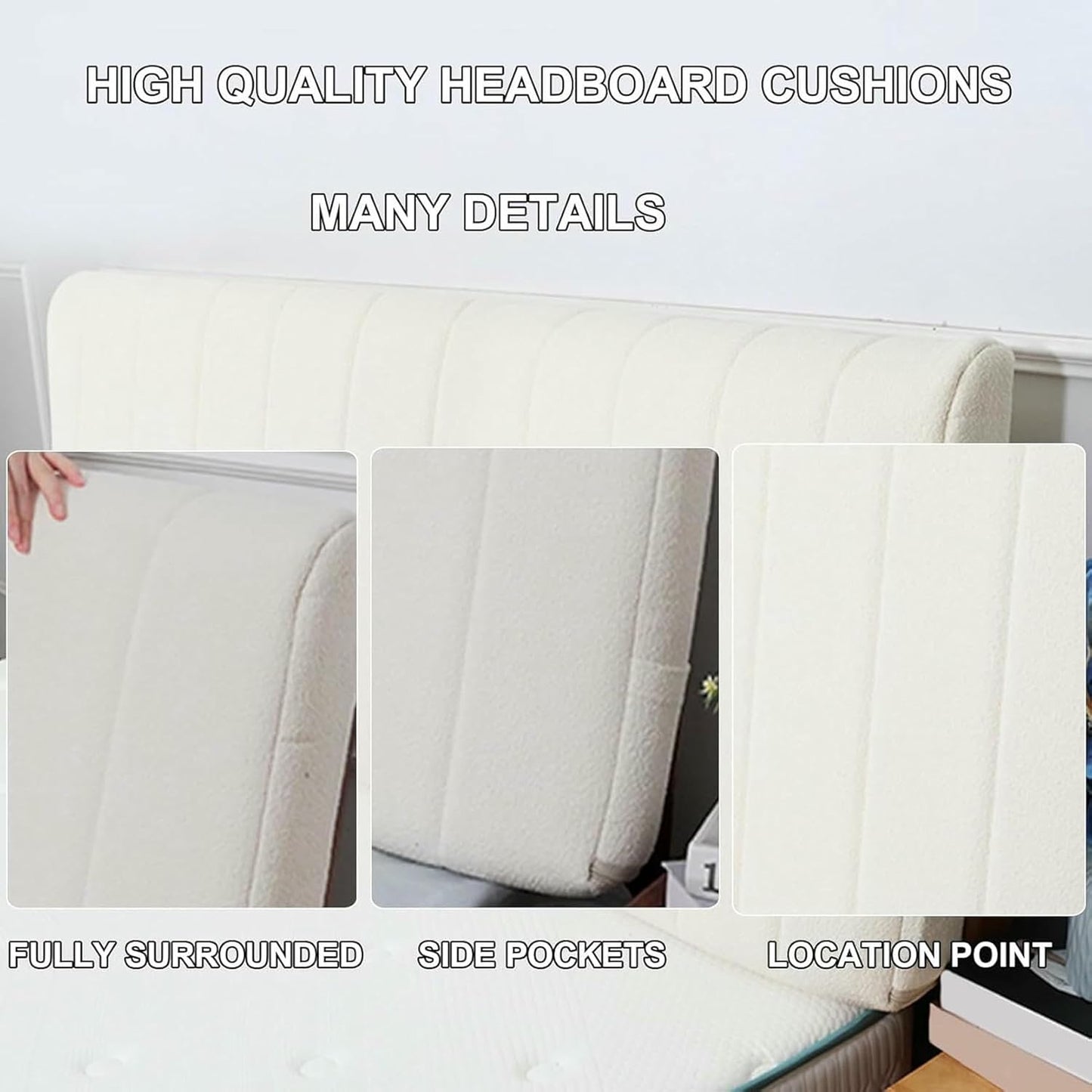 Large Headboard Cushion Back Support for Adult Backrest Fleece Reading Pillow Soft Bag for Home Bedroom Hotel Sofa Bunk Bed Removable Bed Cover,Brown,Straps/47x23x4In