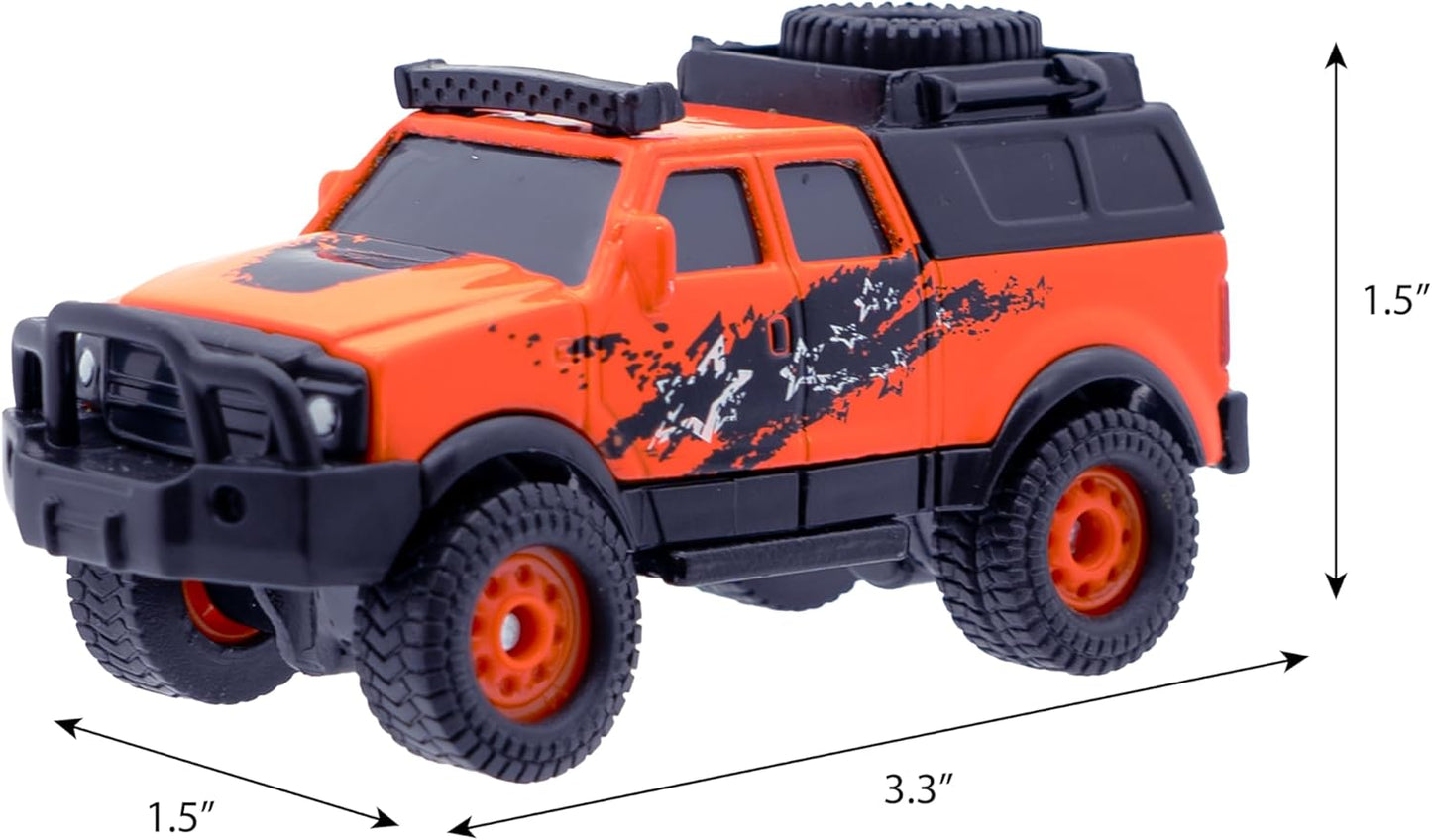 Mighty Fleet Diecast 3-Pack, Pick-Up Truck, SUV, and Off-Road Truck, Durable 3” Diecast Vehicles for Kids Ages 3+
