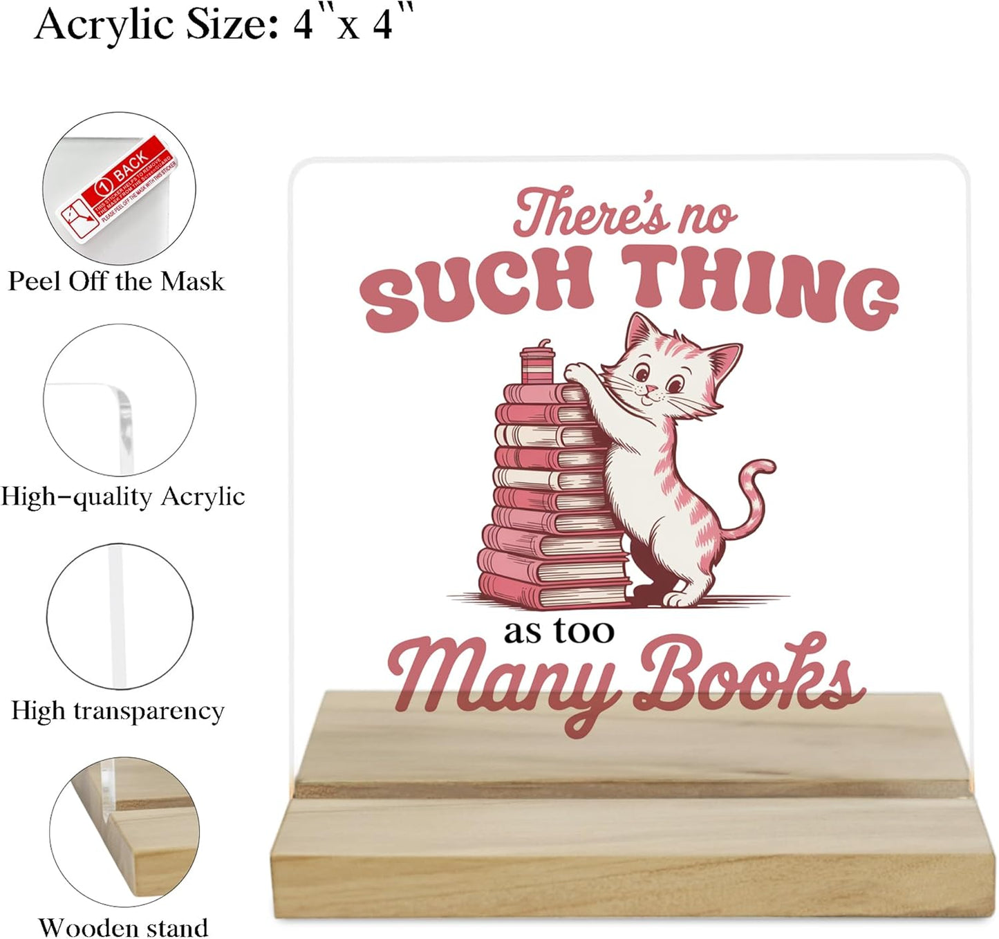 Book Reading Desk Decor Sign, Reading Room Decor for Book Lovers Acrylic Plaque