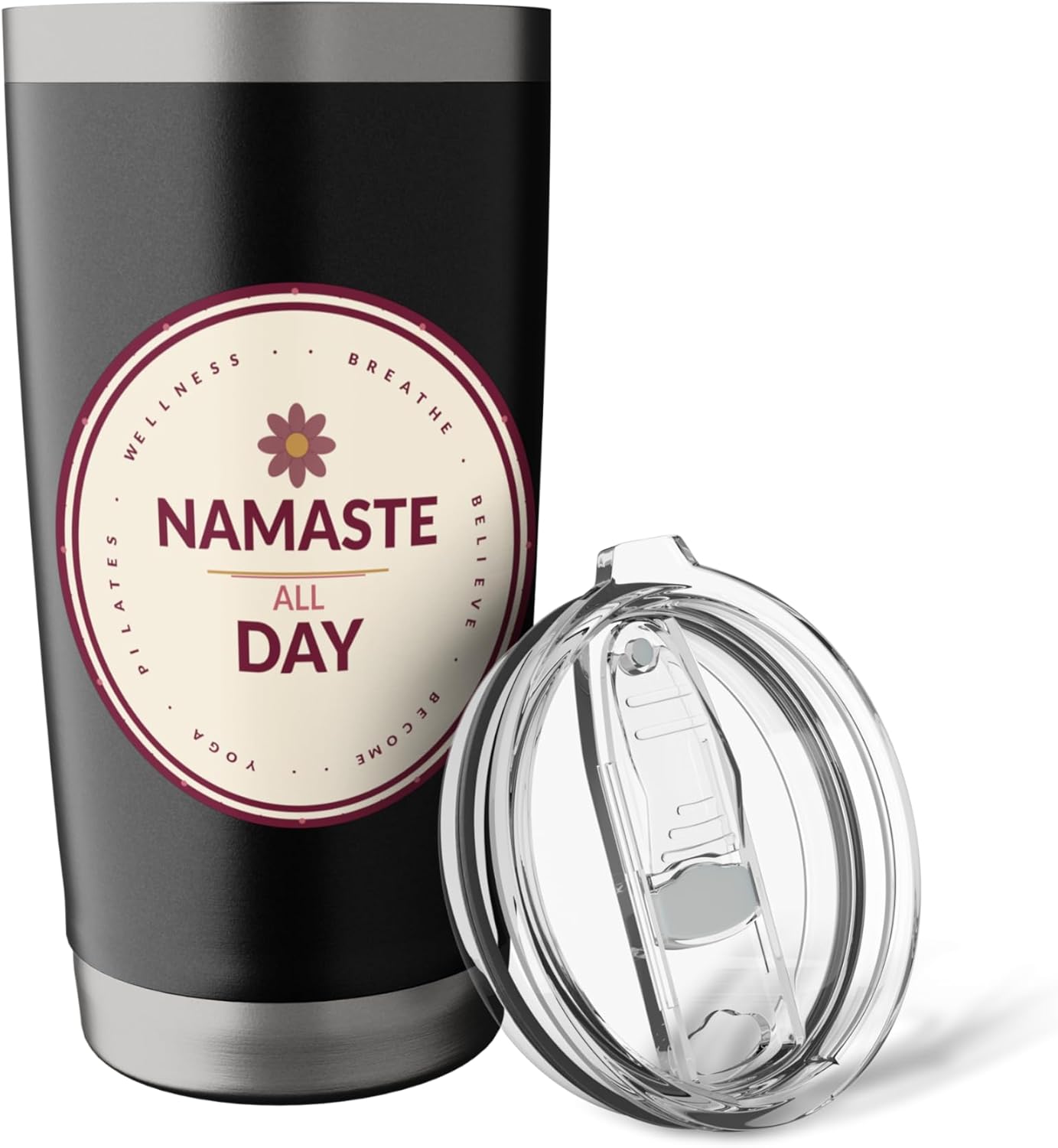 Namaste All Day - Vintage Yoga Badge Gift Stainless Steel Insulated Tumbler