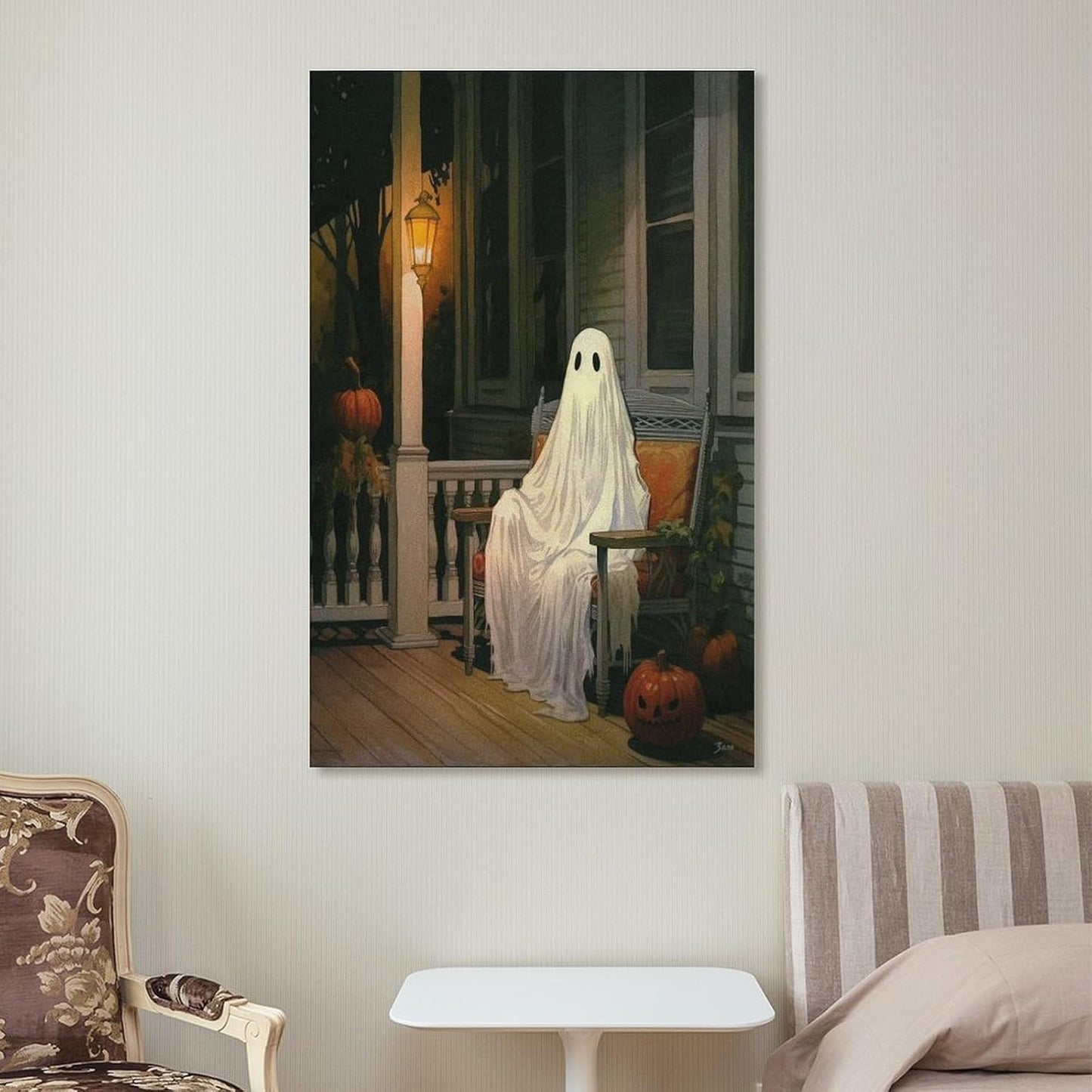 Dark Funny Ghost Bathroom Reading Halloween Classic Movie Posters At Room Aesthetic Posters Cool Canvas Art Poster And Wall Art Picture Print Modern Family Bedroom Decor Posters 24x36inch(60x90cm)
