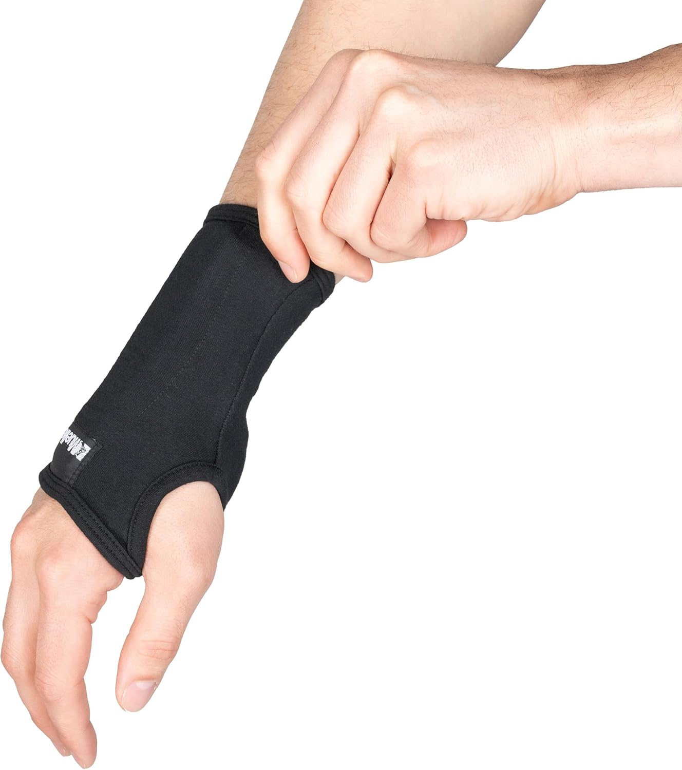 MUELLER Sports Medicine Ergo Wrist Rest with Cushion Support for Carpal Tunnel and Arthritis, Ergonomic Wrist Brace Sleeve, Reversible for Left or Right Hand, One Size Fits Most, Black