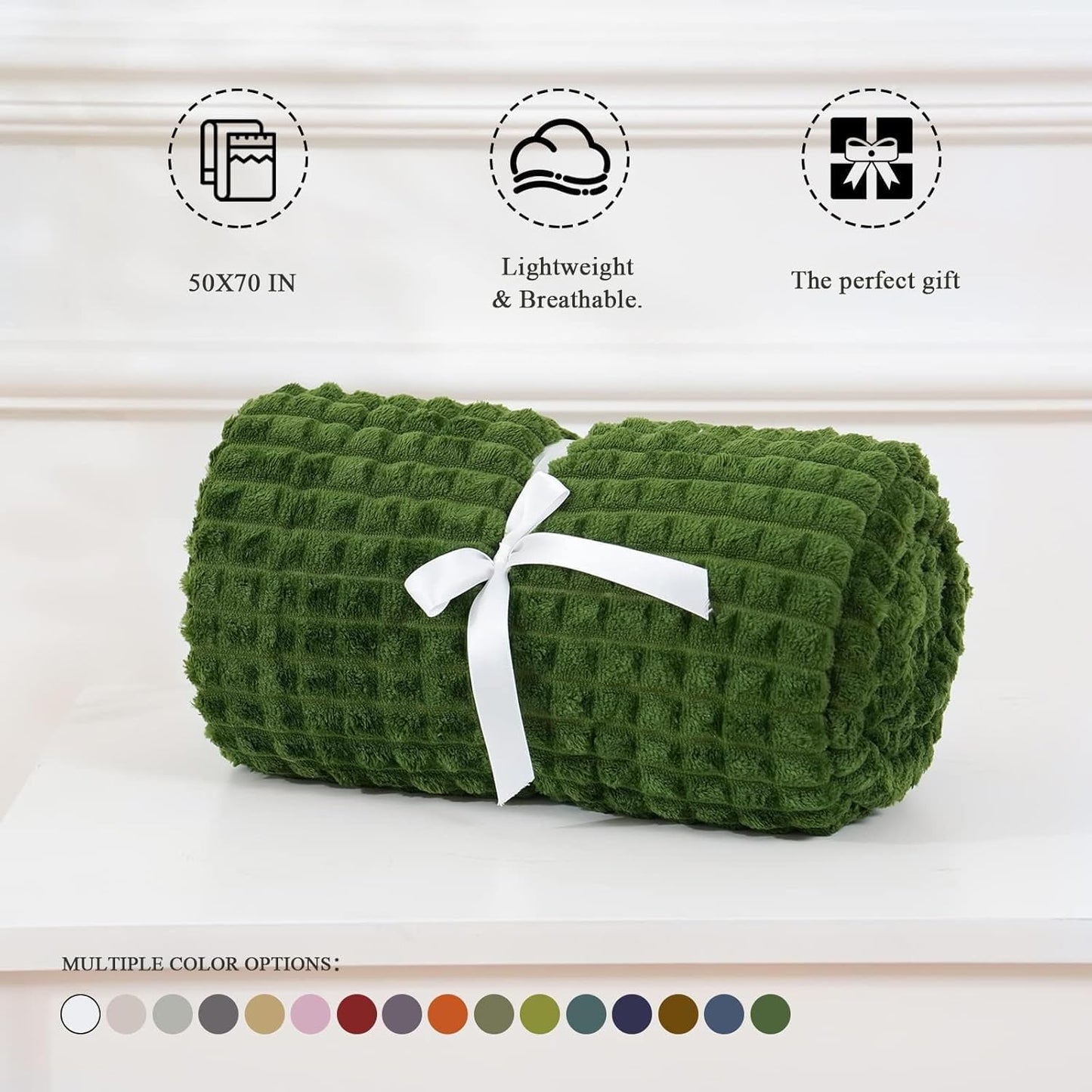 Simple&Opulence Forest Green Throw Blanket for Couch-Super Soft Fluffy Blankets for Women 50x70 Inches Cozy Lightweight Fleece Blanket for Home Decor