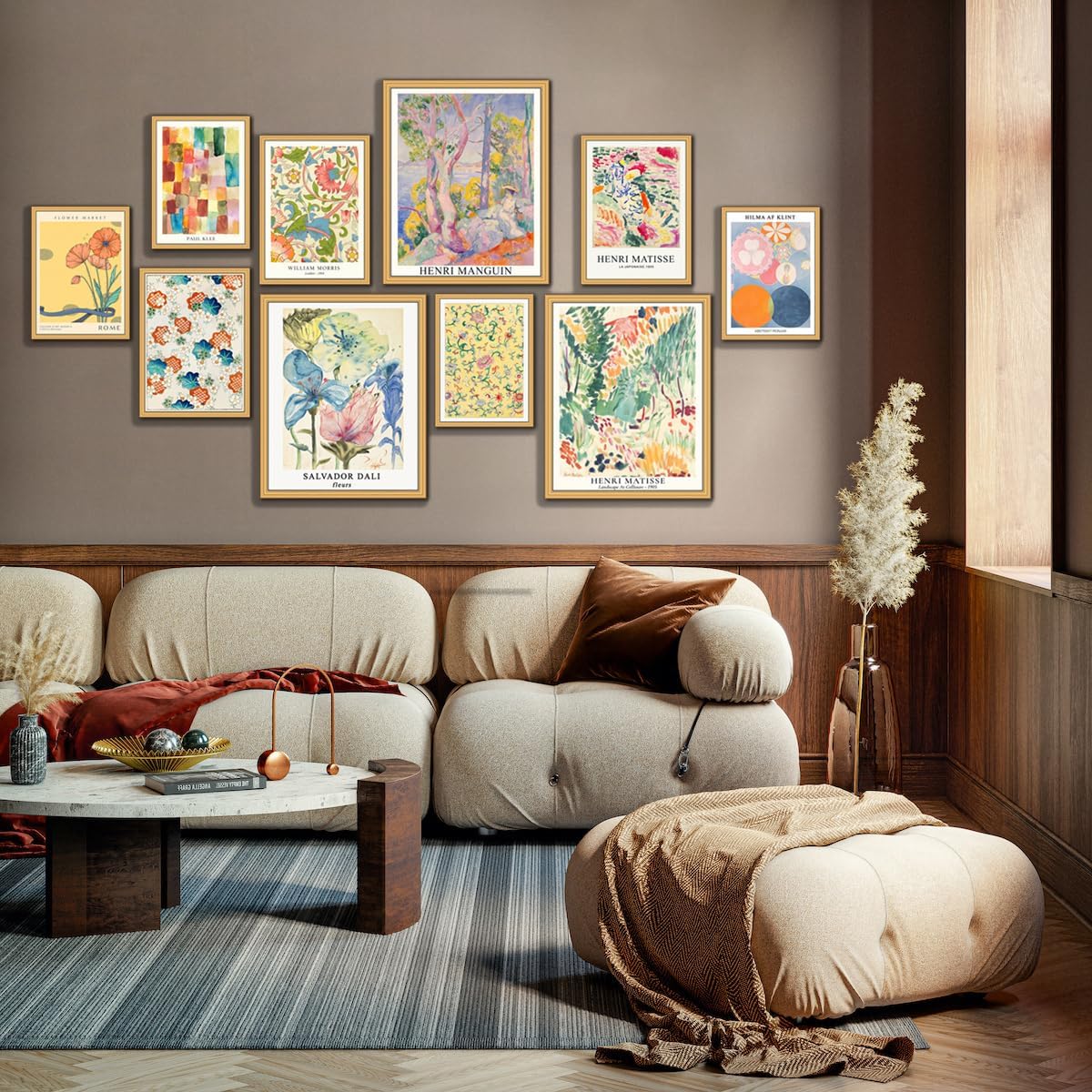 MAZUKO 10 Pcs Vintage Eclectic Wall Art Prints, Trendy Maximalism Poster for Aesthetic, Eclectic Wall Decor Van Gogh William Morris Matisse Monet Maximalist Famous (Unframed)