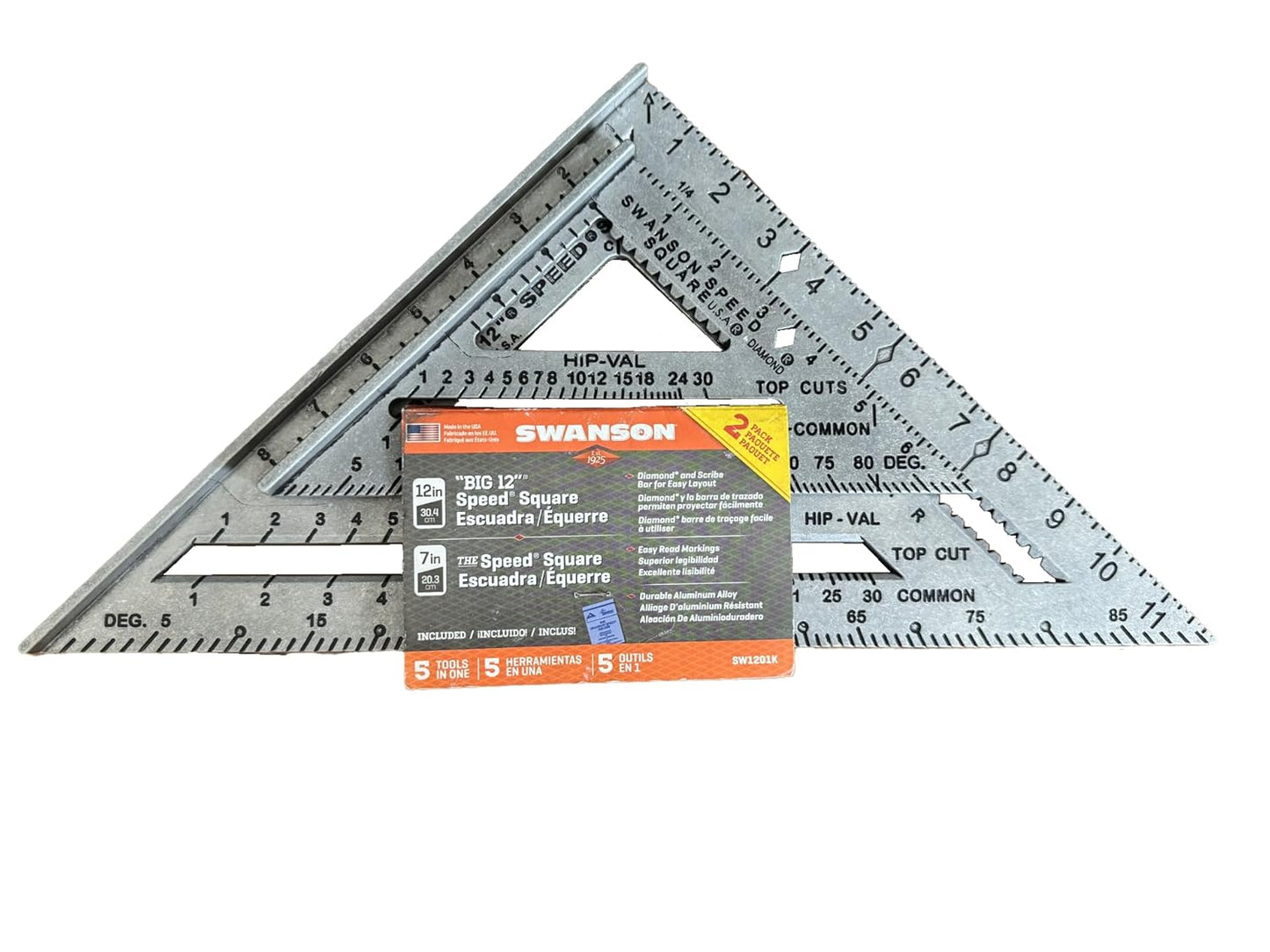 SWANSON Tool Co., Inc SW1201K Value Pack 7 inch Speed Square and Big 12 Speed Square (without layout bar) ships with Blue Book