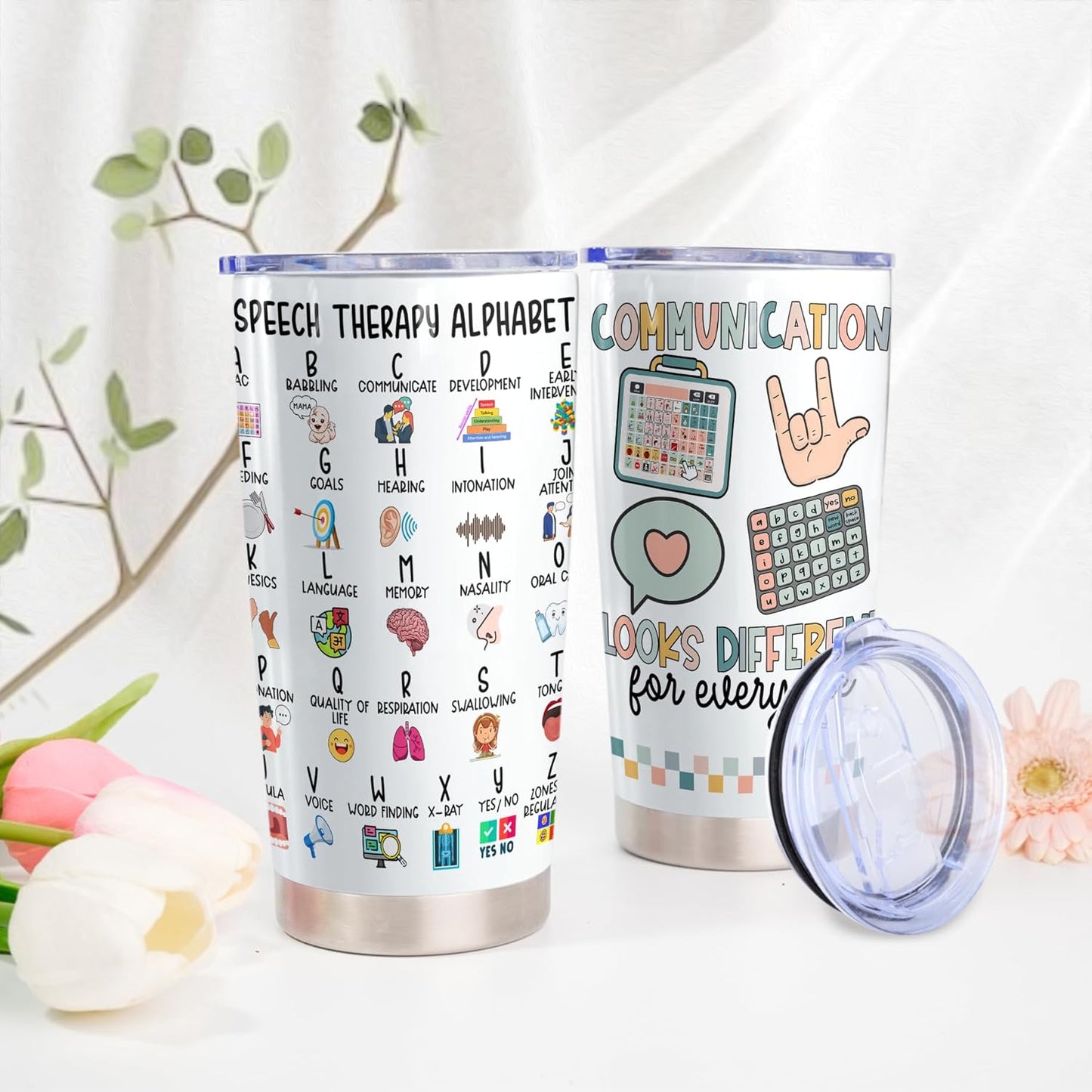 Speech Therapy Stainless Steel Tumblers - Speech Therapy Gift - SLP Gift for Speech Language Pathologists and Therapists - Speech Pathologist Gifts (Design 2)