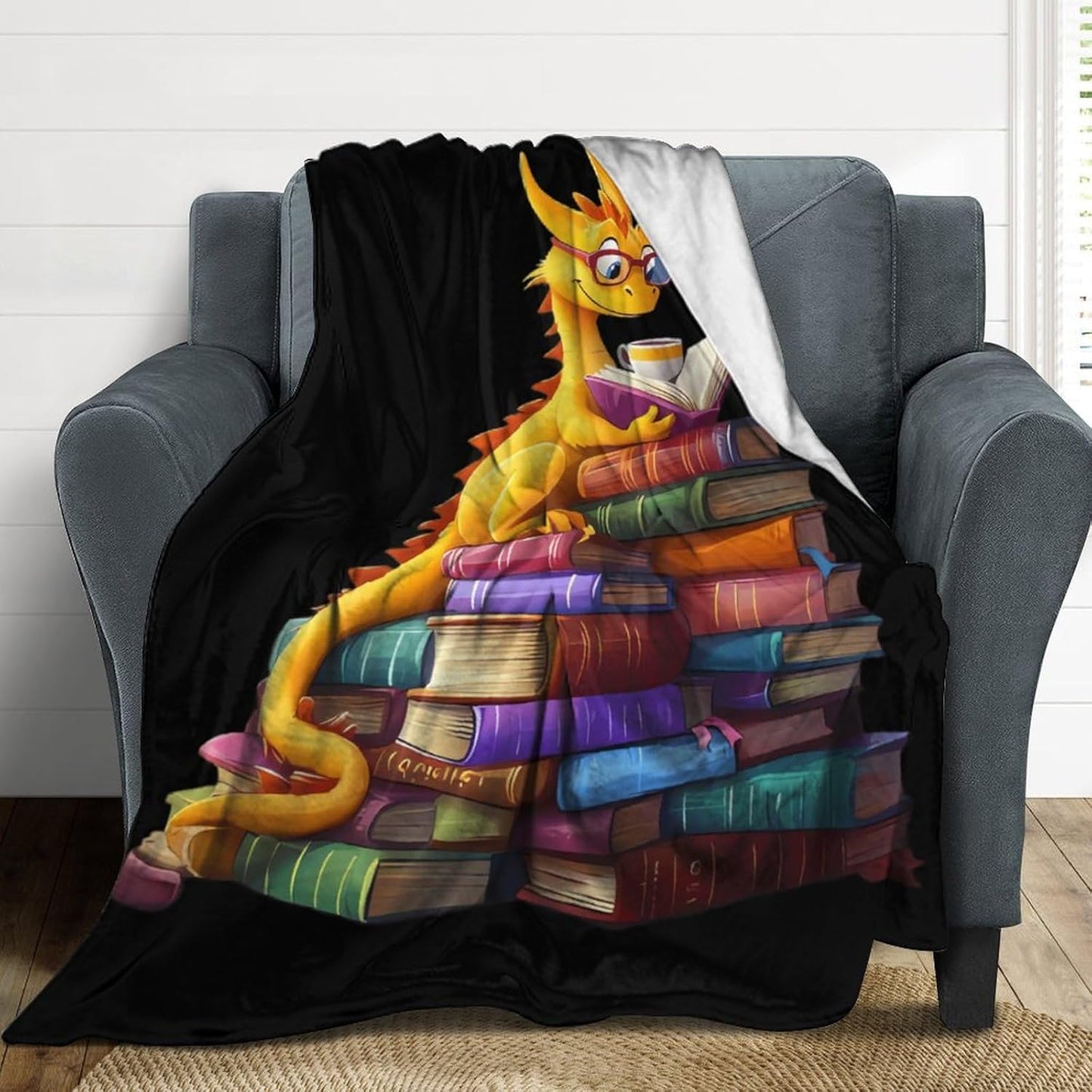 Deagon Reading Books Soft Throw Blanket Flannel Warm Cozy Plush Blankets for Couch Sofa Bedroom Travel