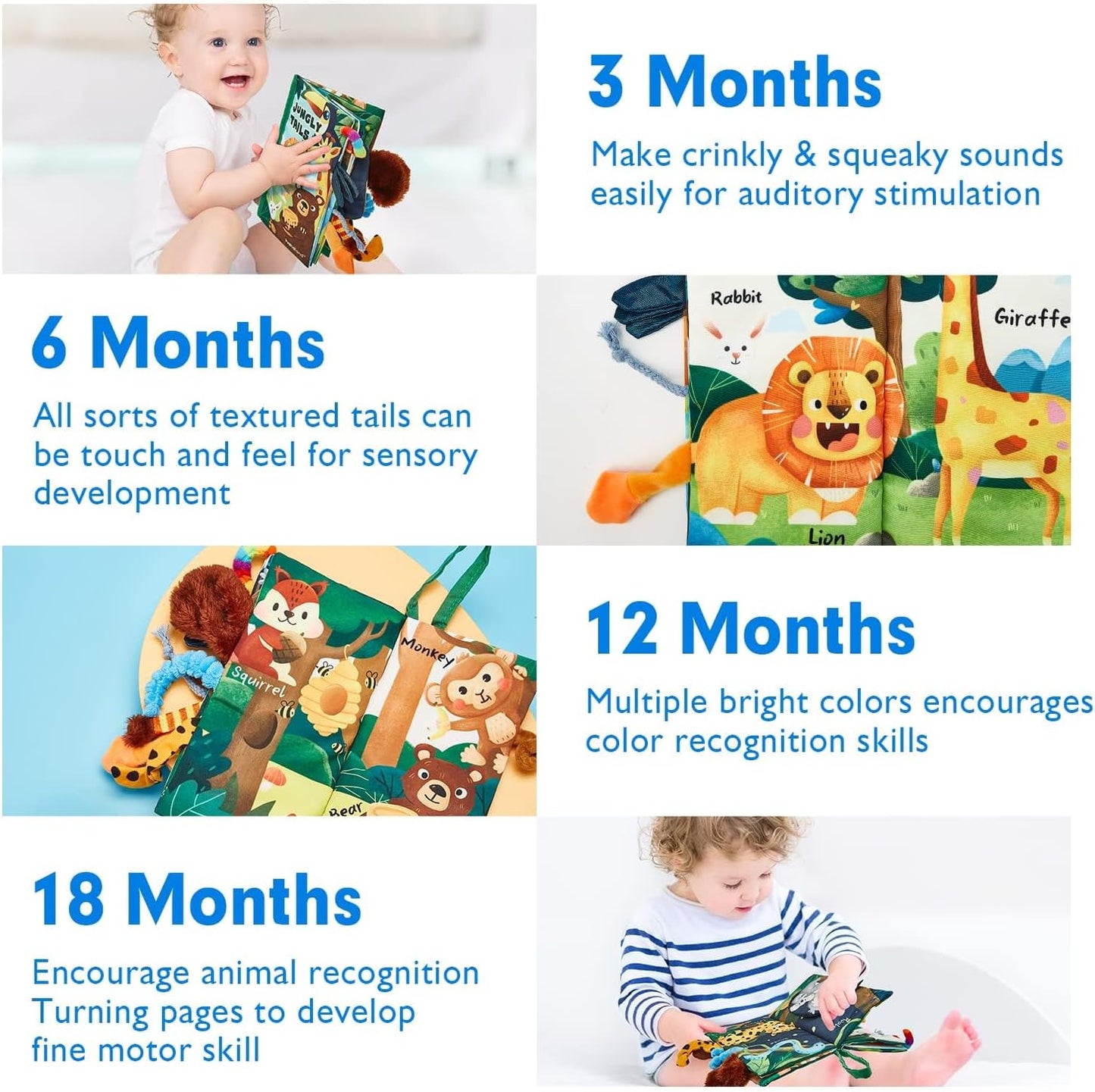 hahaland Baby Books 0-6 Months,Infant Tummy Time Toy Sensory Toys 6 to 12 Months Touch Feel Book Travel Toy Gifts for Boy Girl 0-3 Month Baby Shower Birthday Easter Basket Stuffers (Single)