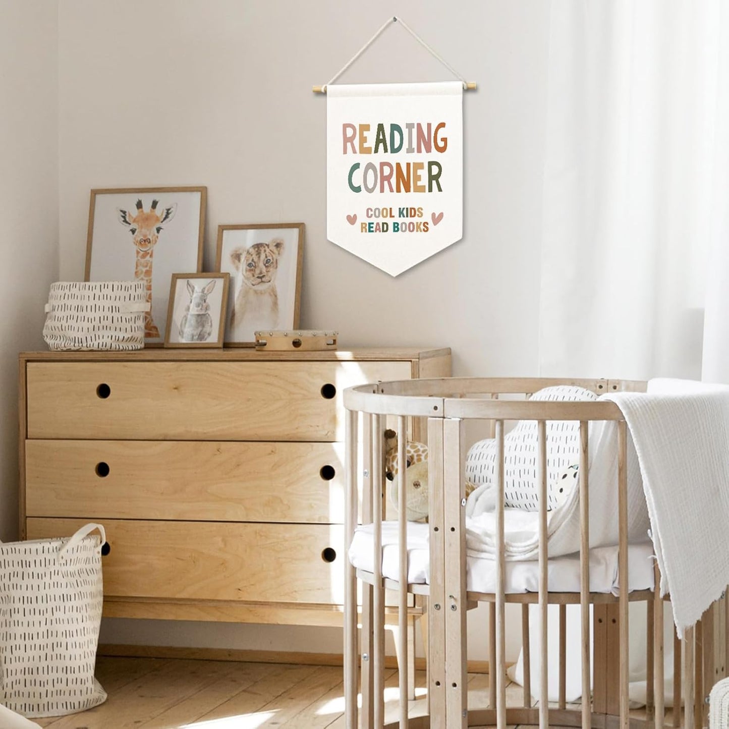 Reading Corner Kids Room Decor, Boho Read Classroom Banner Canvas, Nursery Cool Kids Read Books Wall Hanging Decor Art Pennant Flag for Library Playroom Toddler Room 11x15in