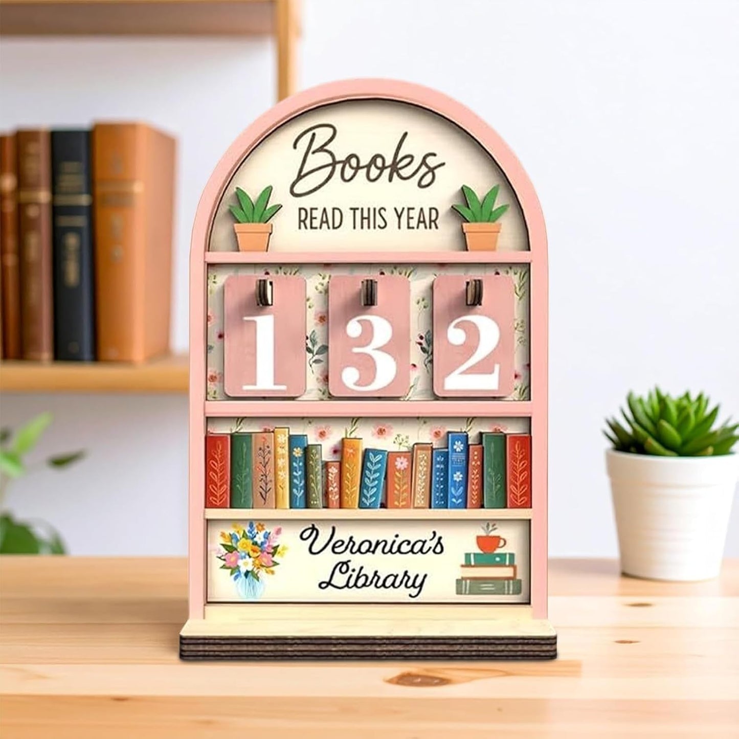 Books Read Counter, Wooden Reading Challenge Stand, Book Tracker for Club Members, Students, Teachers, Writers, Readers, Library, Christmas Stocking Stuffers