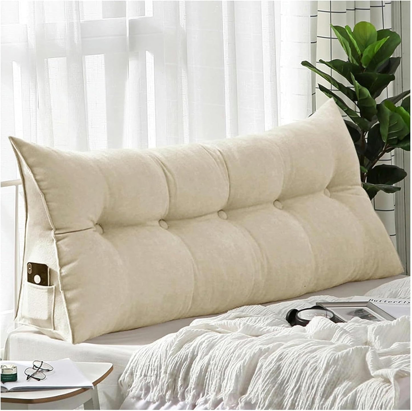 Large Wedge Pillows Twin Headboard Triangular Rest Reading Pillow, Lumbar Support Cushion Waist Backrest, Sofa Daybed Positioning Bolster, Removable Cover