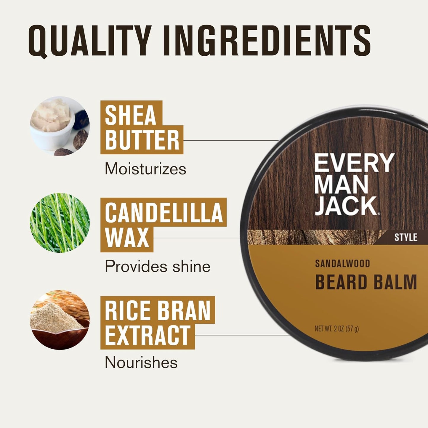 Every Man Jack Beard Grooming Kit for Men - Includes Sandalwood Beard Oil & Beard Balm, Beard Brush, Wooden Dual-sided Comb, Trimming Scissors and Mustache Comb