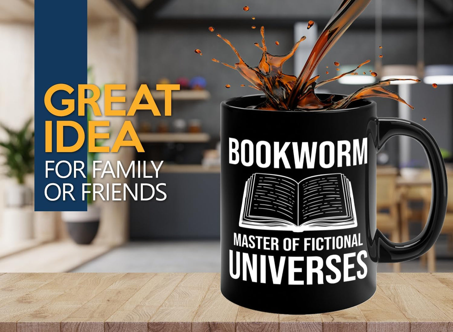 Book Lover Coffee Mug 11oz Black -Bookworm Master of - Bookworm Literature Library Book Lover Reader Booked Editor Intellectual Studious