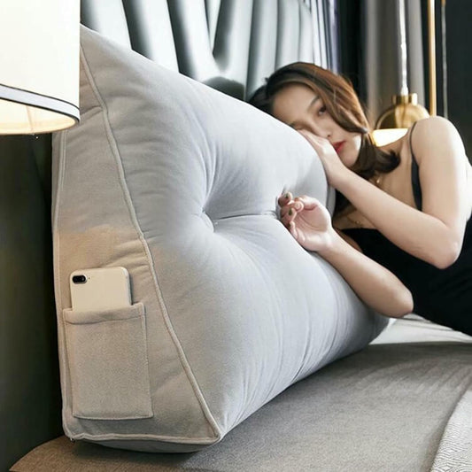 Soft Reading Bed Rest Pillow Large Bolster Cushion Headboard Backrest Triangular Wedge Pillow Neck & Lumbar Support for Dorm Room Daybed Full Size~/