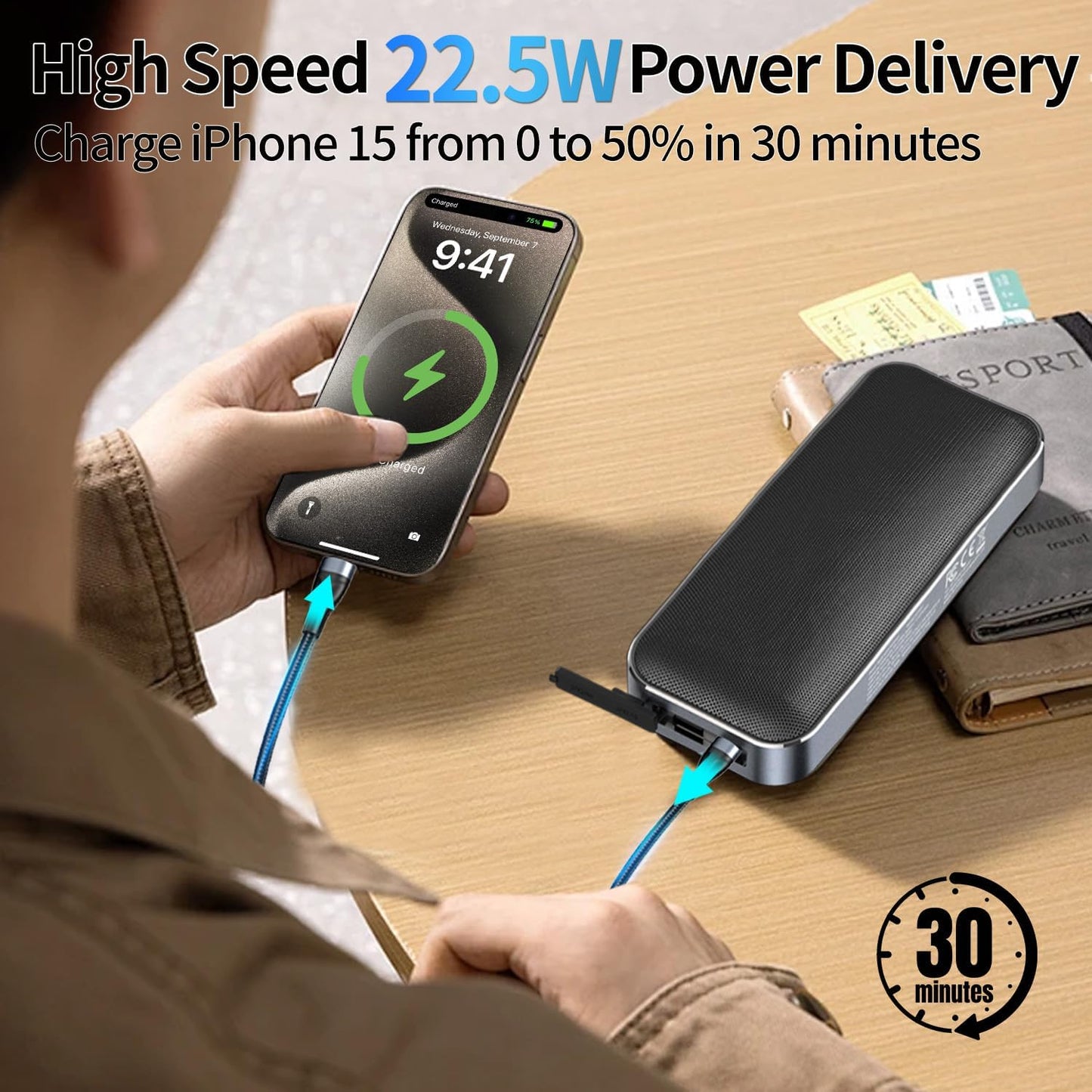AFK Bluetooth Speaker with Portable Charger,Wireless Speaker with 22.5W Fast Charging Battery Pack for Outdoor,Travel,Home,Holiday Birthday Gifts