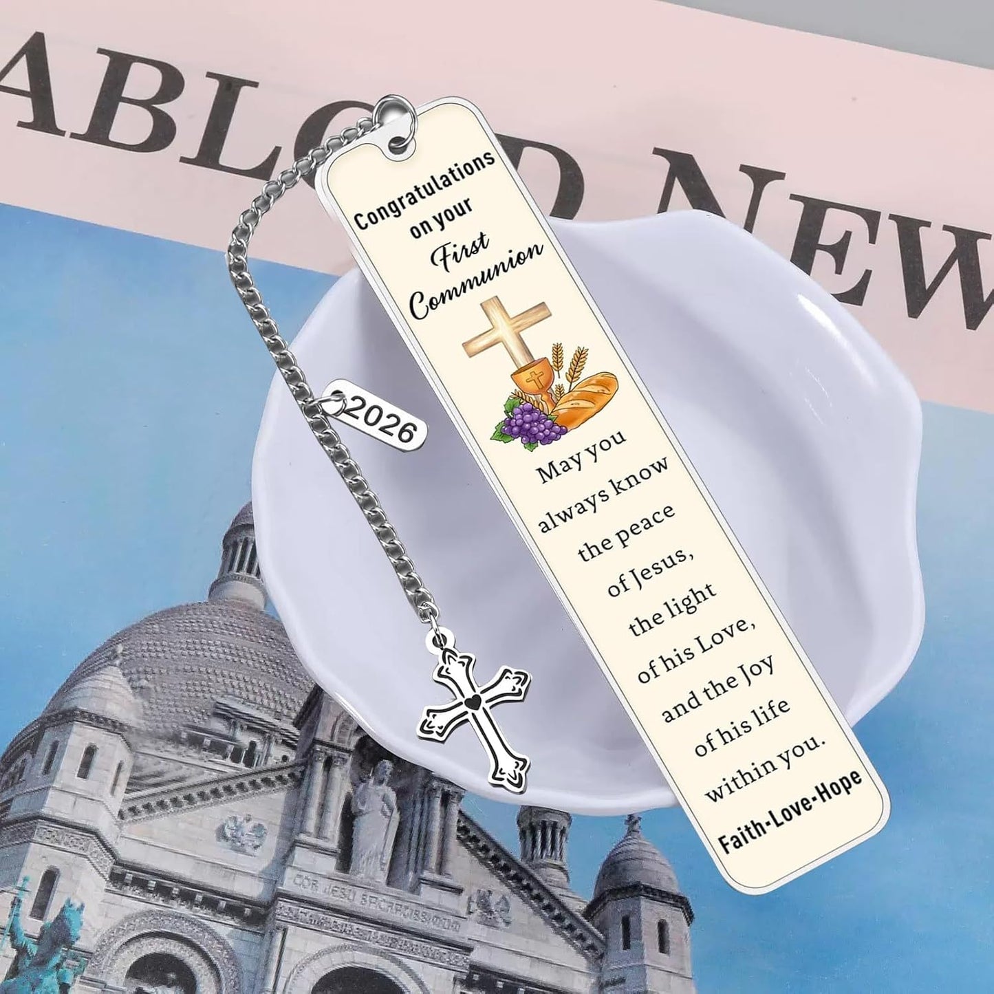 2026 Christian Bookmark,Engraved Inspirational Cross Bookmark for First Communion Baptism Confirmation, Religious Bookmarks,Christian Book Lover Gift,Religious Faith Based Gifts for Women & Men