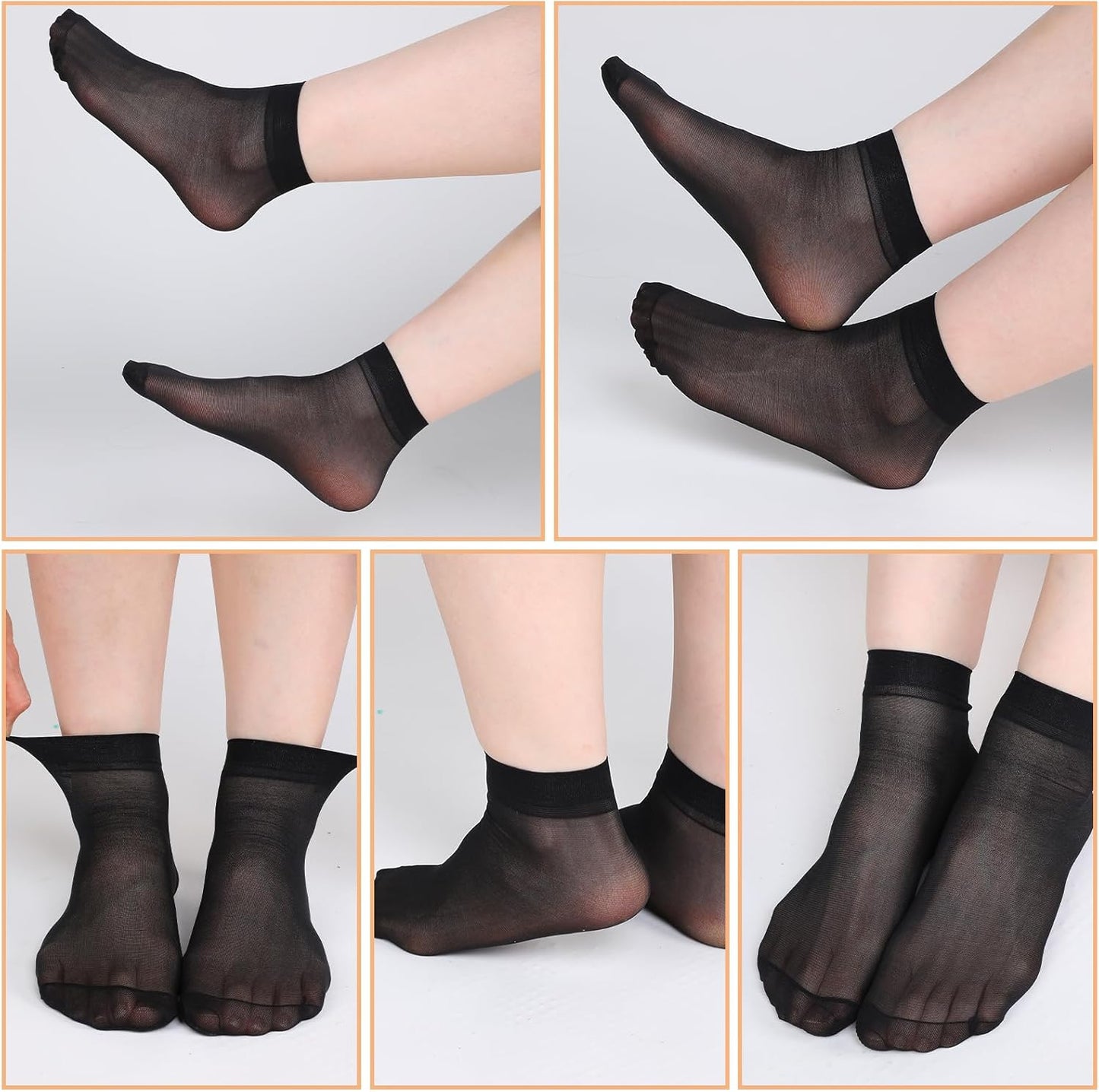 10 Pairs Nude Ankle Socks Sheer Socks Women Ankle Summer Breathable Nylon Socks Thin Ankle Stockings for Women