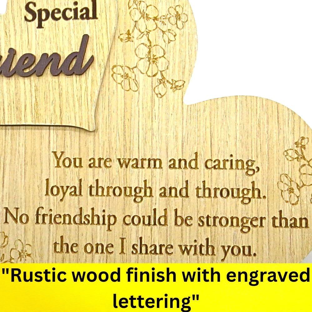 UNIDECO Friend Plaques For Women, Unique Gifts For A Special Friend, Special Gifts For Women Friends, Wooden Heart Decor For Shelf, Friendship Plaque, Best Friends Forever, Friendship Day Decorations