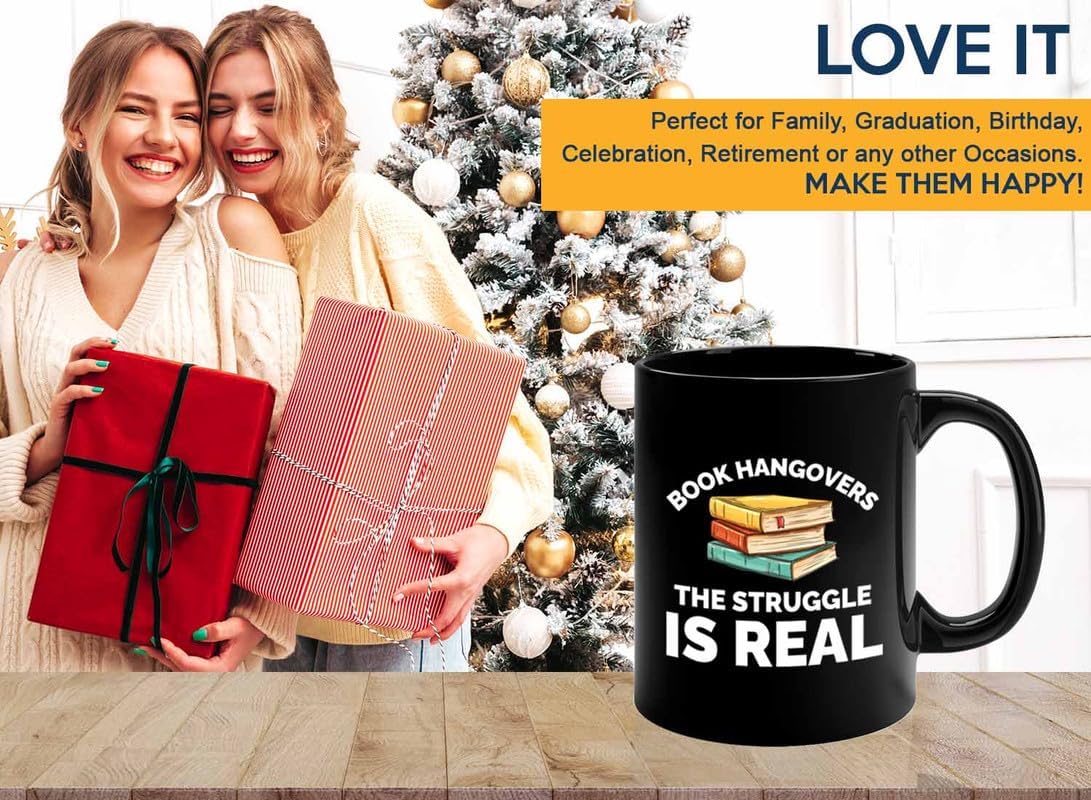 Book Lover Coffee Mug 11oz Black - The struggle is real - Gift For Poets Bookish People Bibliophile Librarian Book Club Reader