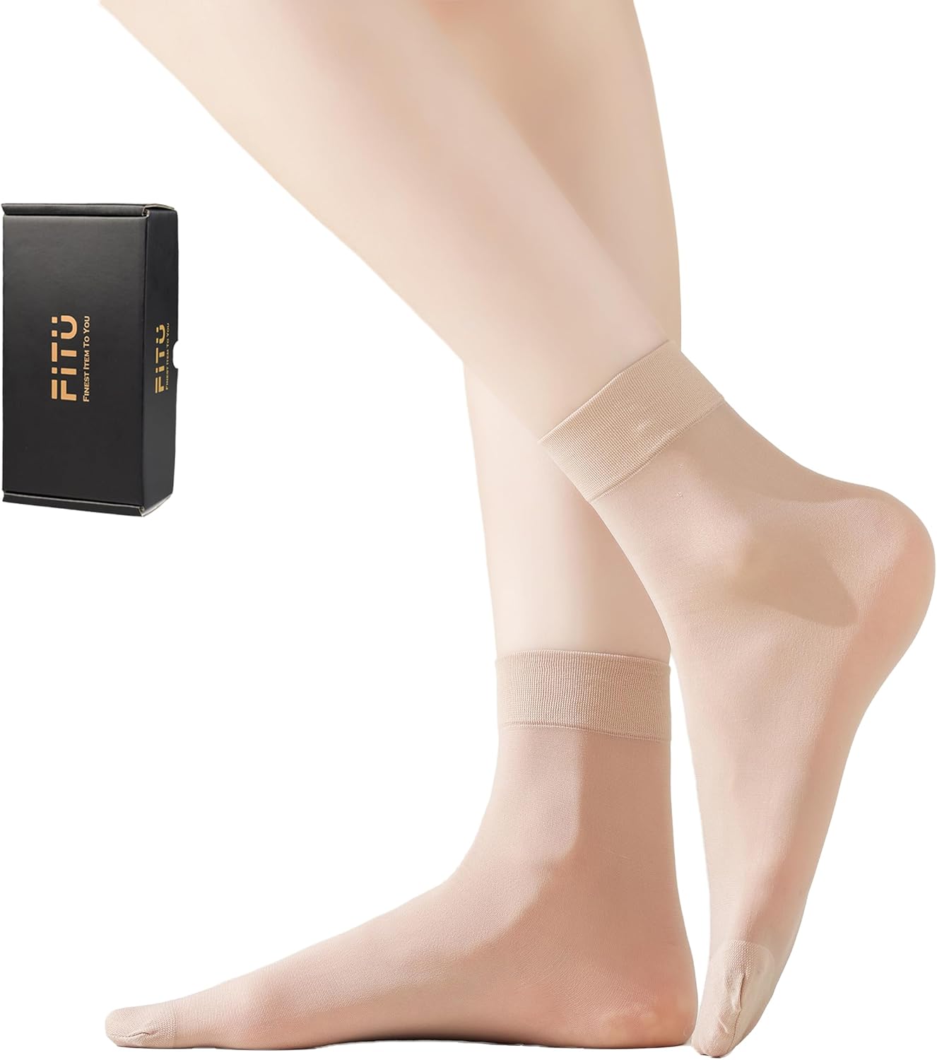 Women's 10-24 Pairs (in Gift Box) Ankle High Sheer Nylon Socks Soft Tight Hosiery with Reinforced Toe