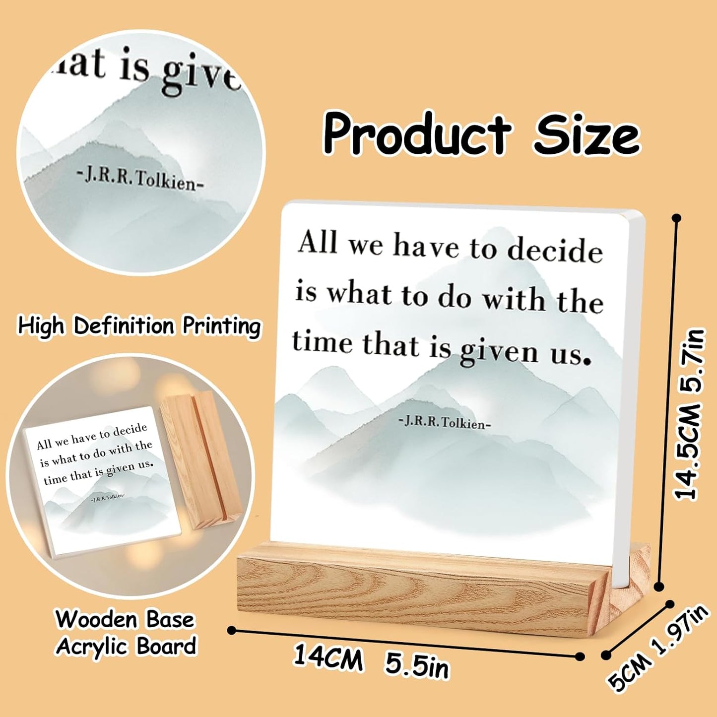 All We Have To Decide Is What To Do With The Time That Is Given Us Inspirational Office Desk Decor Motivational Appreciation Gifts Positive Encouragement Desk Sign for Cubicle Table Shelf