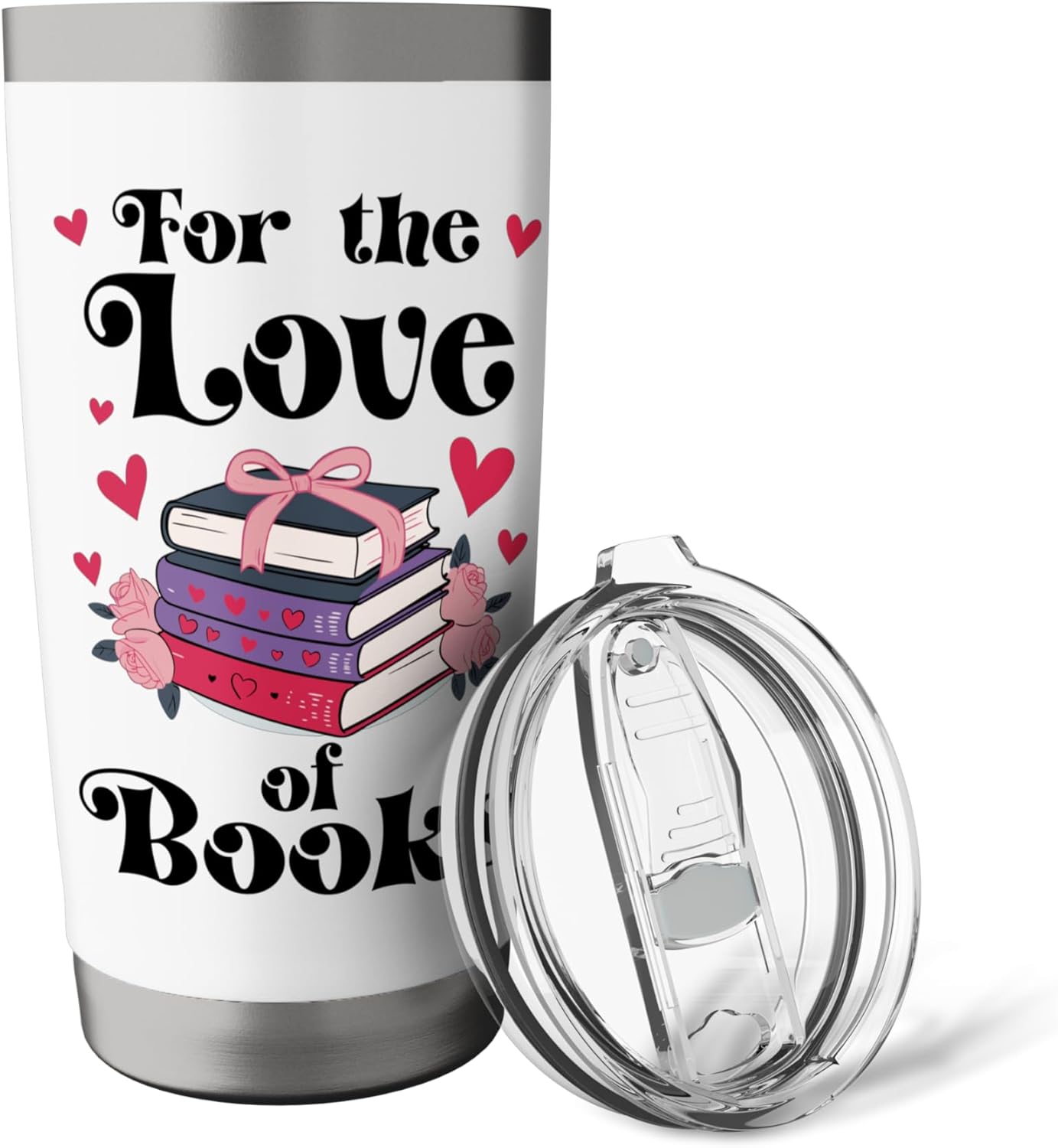 For the Love of Books are My Valentine I Love Book Reading Stainless Steel Insulated Tumbler