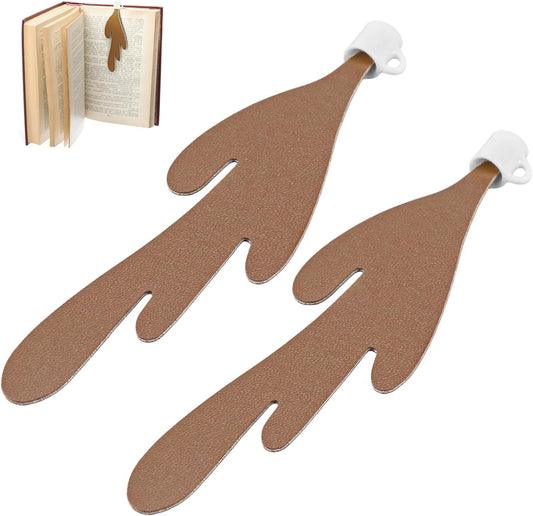 2PC Coffee Bookmark, Spilled Coffee Bookmark Coffee Cup Craft Faux Leather for Book and Coffee Lovers, Bookworm Women Men