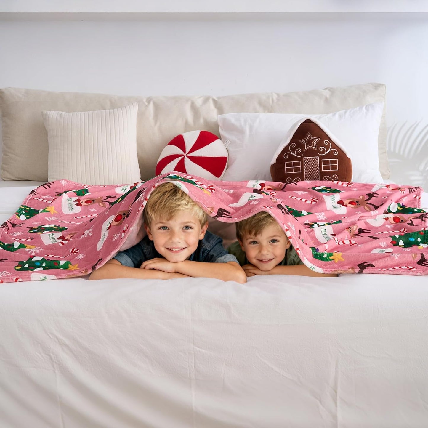 UOMNY Christmas Blanket for Kids,Santa Claus Elk Throw Blanket,Soft Christmas Blanket for Couch and Bed, for Kids 50x60 inch