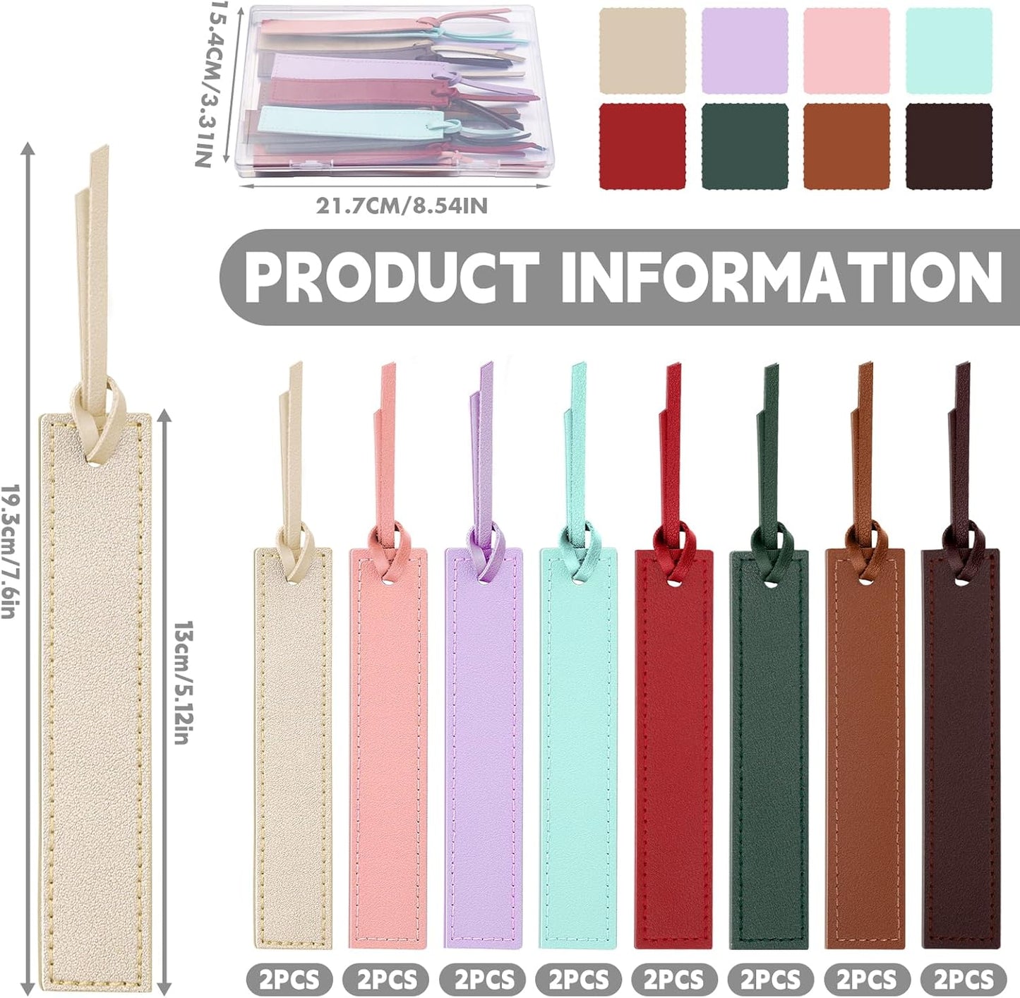 16 Pcs Leather Bookmark, Bookmarks with Leather Rope, Page Markers Reading Present for Women Men, Book Accessories for Reading Lovers, for School Office Home Supplies
