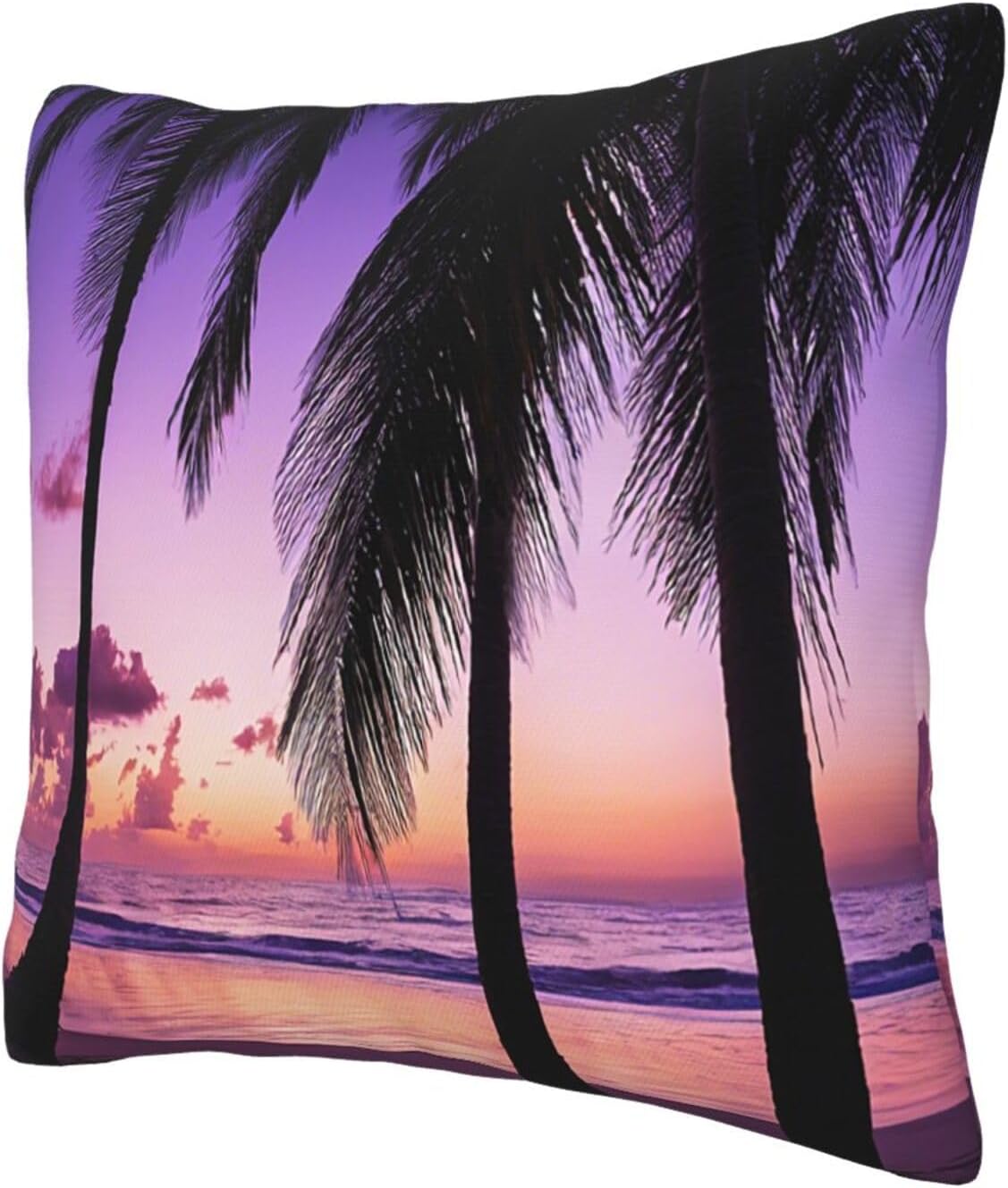 All-Season Square Pillow Covers 18"X18", Palm Trees Sunset, Decorative Throw Pillow Covers for Sofa Bed Couch, Hidden Zipper Cushion Cover, Square Lumbar & Accent Pillowcases for Home Decor