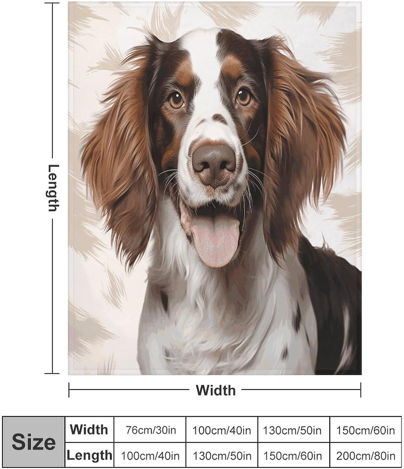 Cute Springer Spaniel Throw Blanket for Couch Super Soft Warm Lightweight Throw Blankets Cozy Flannel Bed Blanket Cute Decorative Blankets for All Seasons Home Decor Gift 60"*80"（150 * 200cm）