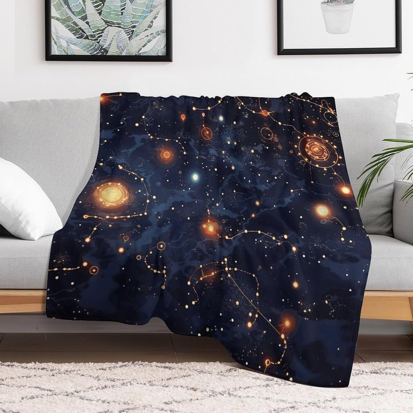 Star Constellation Map Blanket Super Soft Lightweight Throw Blanket Cute Cozy Warm Bed Blanket Decorative Fuzzy Blanket All-Season Home Decor Gift for Sofa Couch Living Room 50"*60"（130 * 150cm）