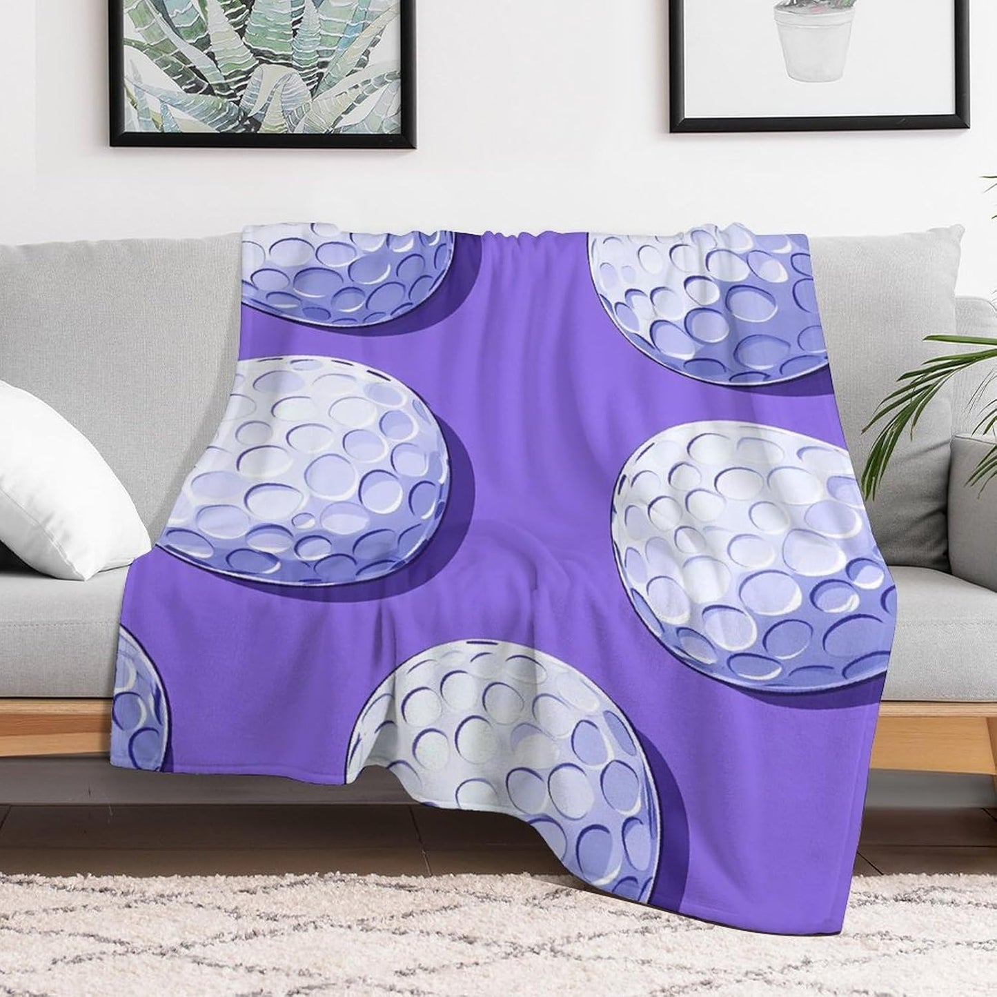 Golf Ball Throw Blanket for Couch Bed Plush Cozy Fuzzy Flannel Blanket for All Season 66"x90"