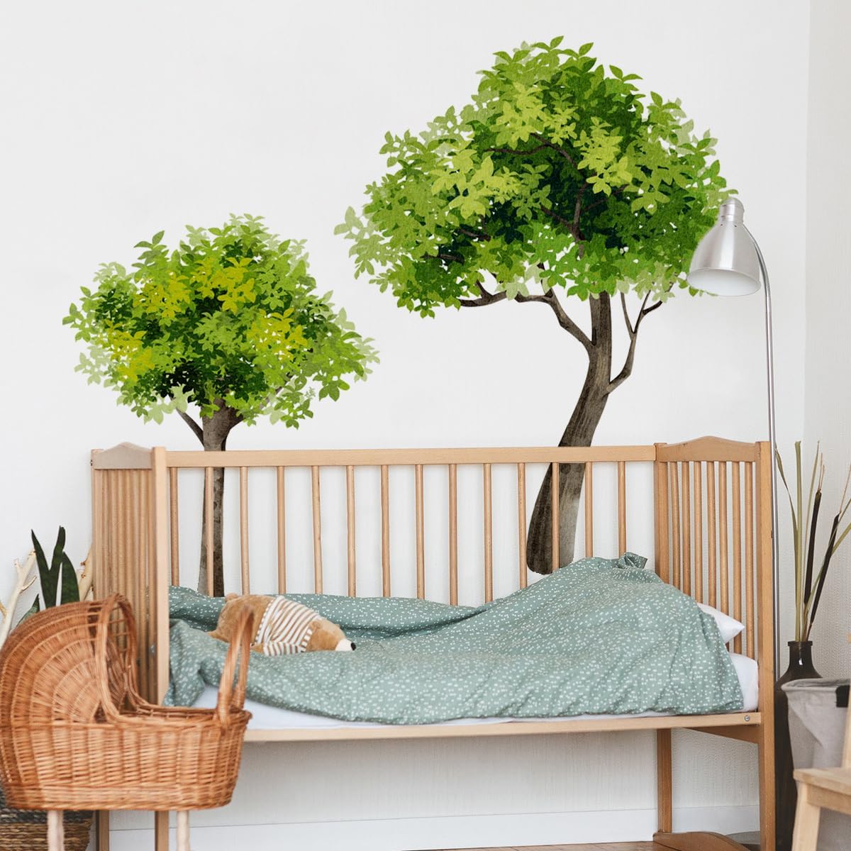 Runtoo Large Tree Wall Decals Green Plants Forest Peel and Stick Wall Mural Stickers for Kids Room Classroom Nursery Living Room Decor