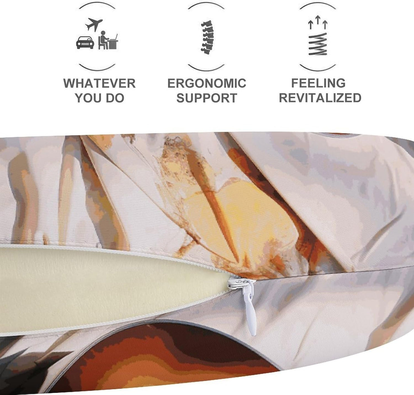 Watercolor Acoustic Guitar Neck Pillow Memory Foam U Shaped Pillows Portable Pillows for Shoulder Travel Head Support Pillow with Concealed Zipper for Airplane Car Home Office
